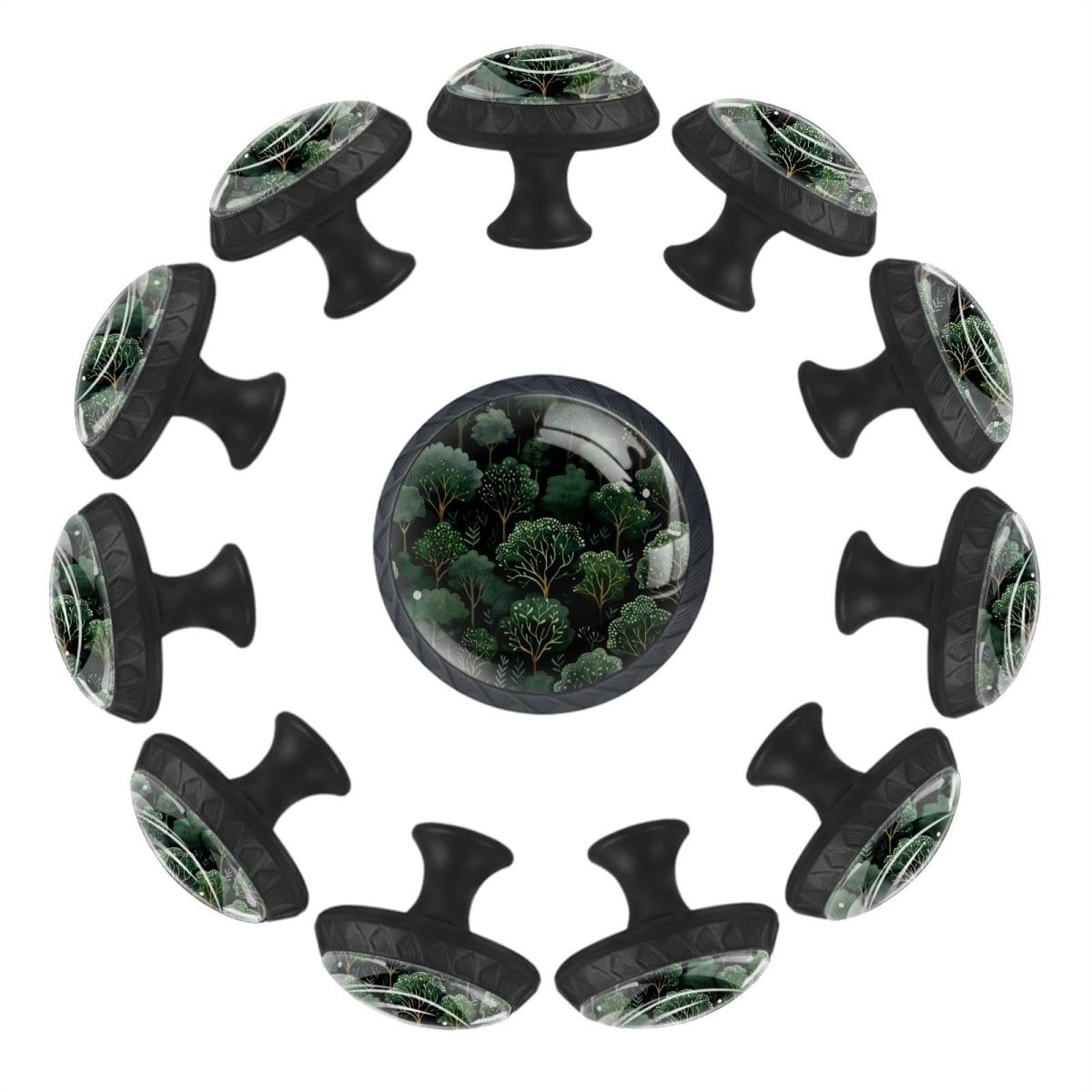 Boutons de tiroir en verre cristal lot de 12 poignées transparentes design de forêt