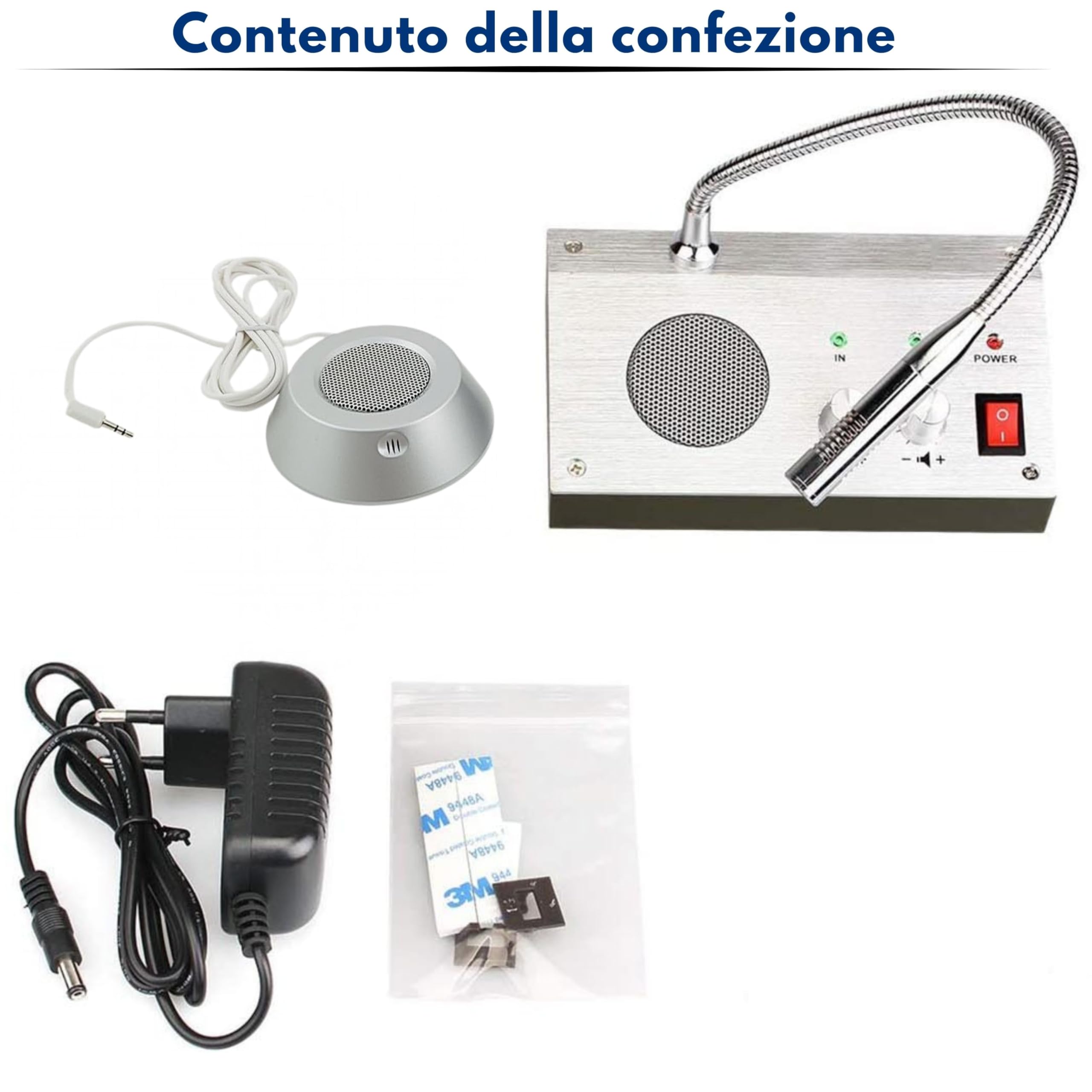 YASTA Interfono Ufficio Vivavoce per Sportelli Microfono Base e Altoparlante a 2 Vie per Banca Ospedale Compro Oro Sportello Ticket Cassa plug & in