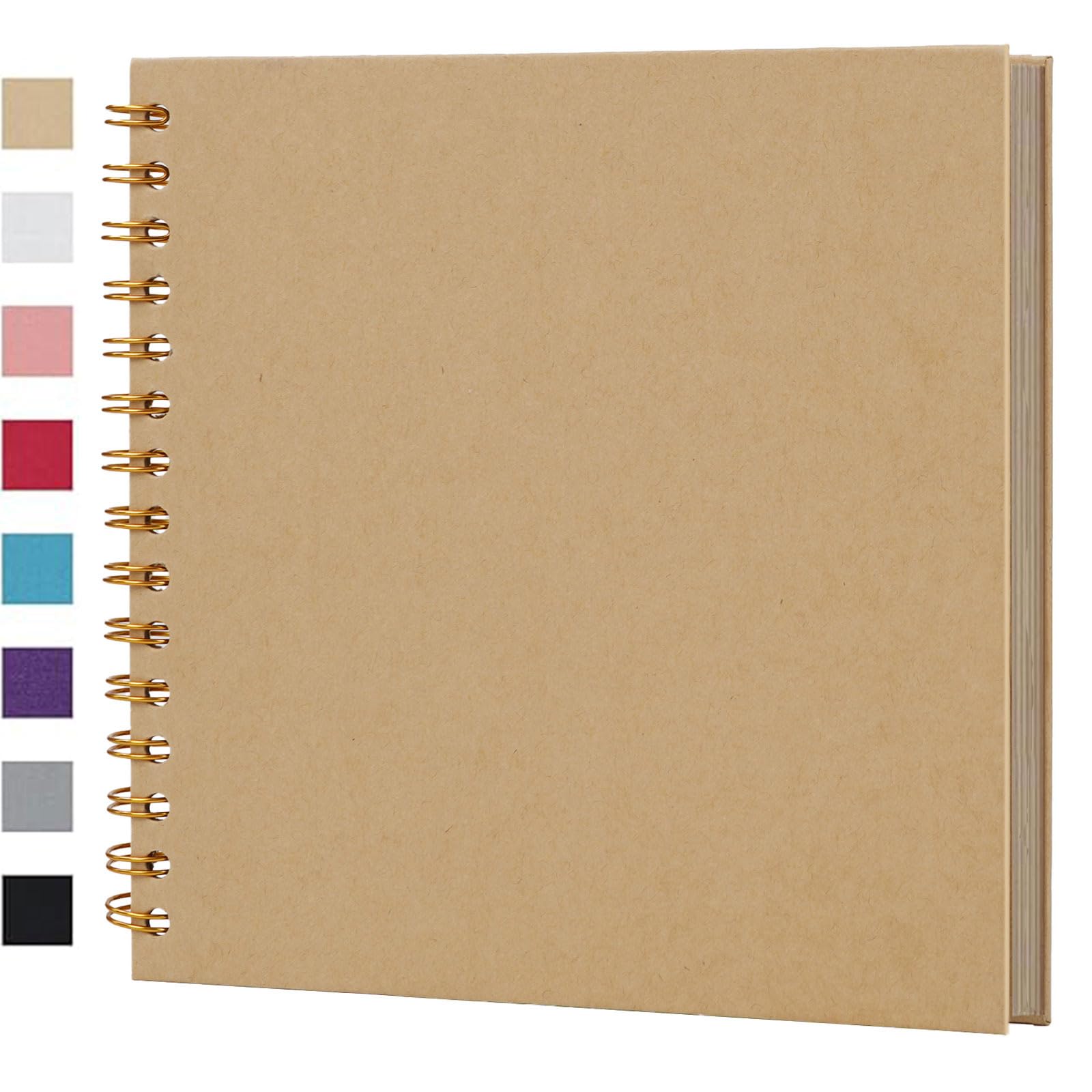 Ponping 20.5x20.5 cm DIY Scrapbook Album 80 Pages Hardcover Kraft Paper Scrap Book Photo Albums Memory Book for Wedding and Anniversary Family