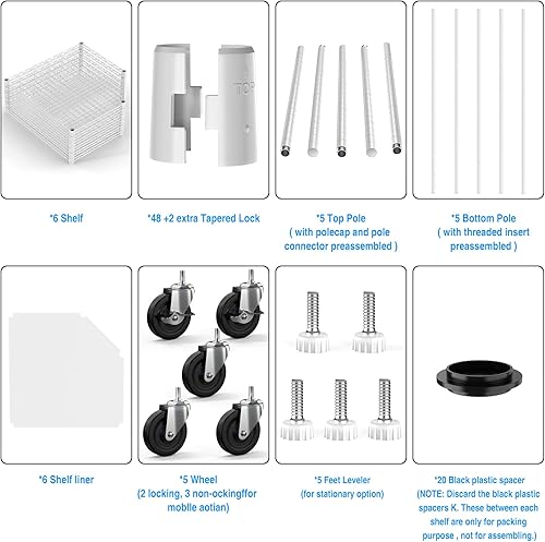 Miniatura 4 de pouseayar Estantería de alambre de esquina NSF de 6 niveles con forma pentagonal, estante de almacenamiento ajustable de capacidad de 2100 libras