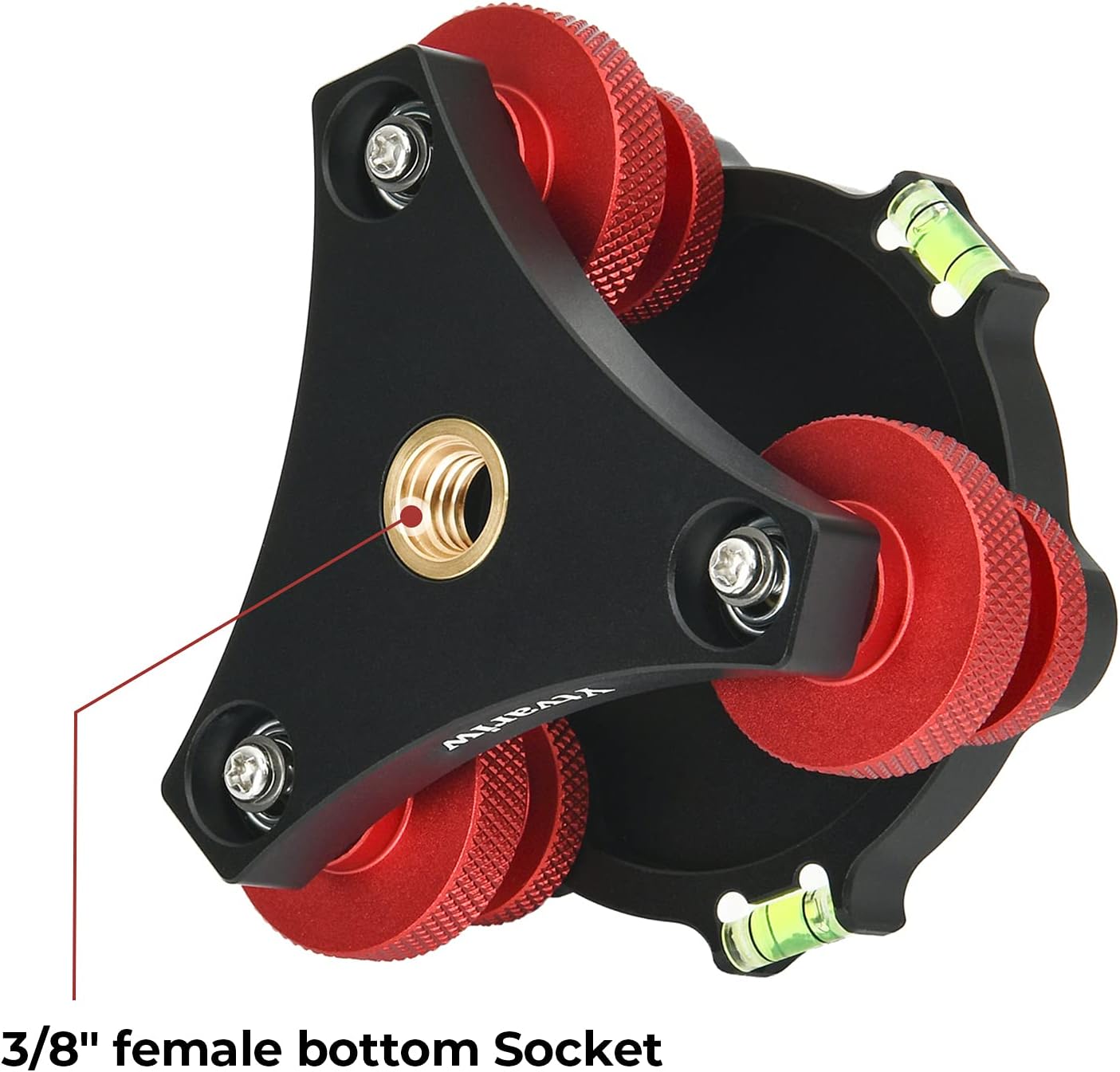 Camera Photography Tripod Leveler Tri-Wheel Leveling Base,Aluminum Alloy Bubble Level and 3/8 inch Screw, 3 Dials with +/-5 Degree Precision Adjustment for DSLR Camera