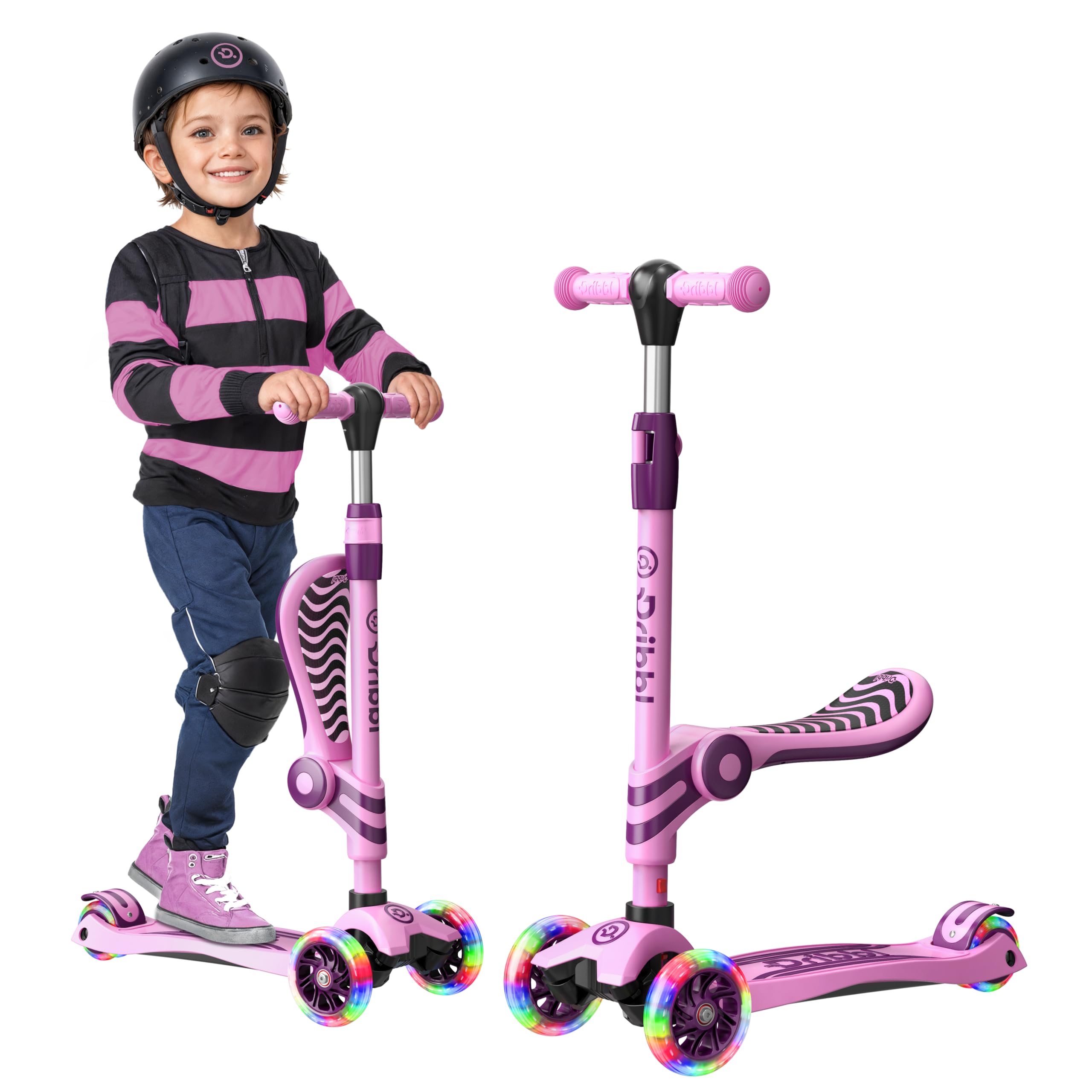 Amazon.com: Pink and Purple 3 Wheel Scooter with Seat for Kids
