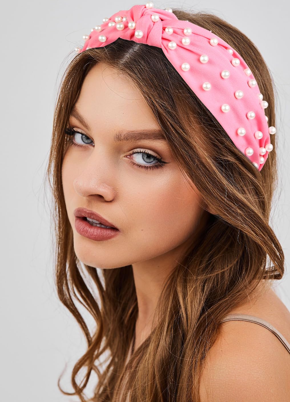 Huachi Hot Pink Headbands for Women Girls, 4 Packs Cute Flower Printed Knotted Head Bands for Women’ s Hair, Non Slip Fashion Wide Top Knot Womens Hairbands, Girls Pink Trendy Stuff Hair Accessories - Image 5