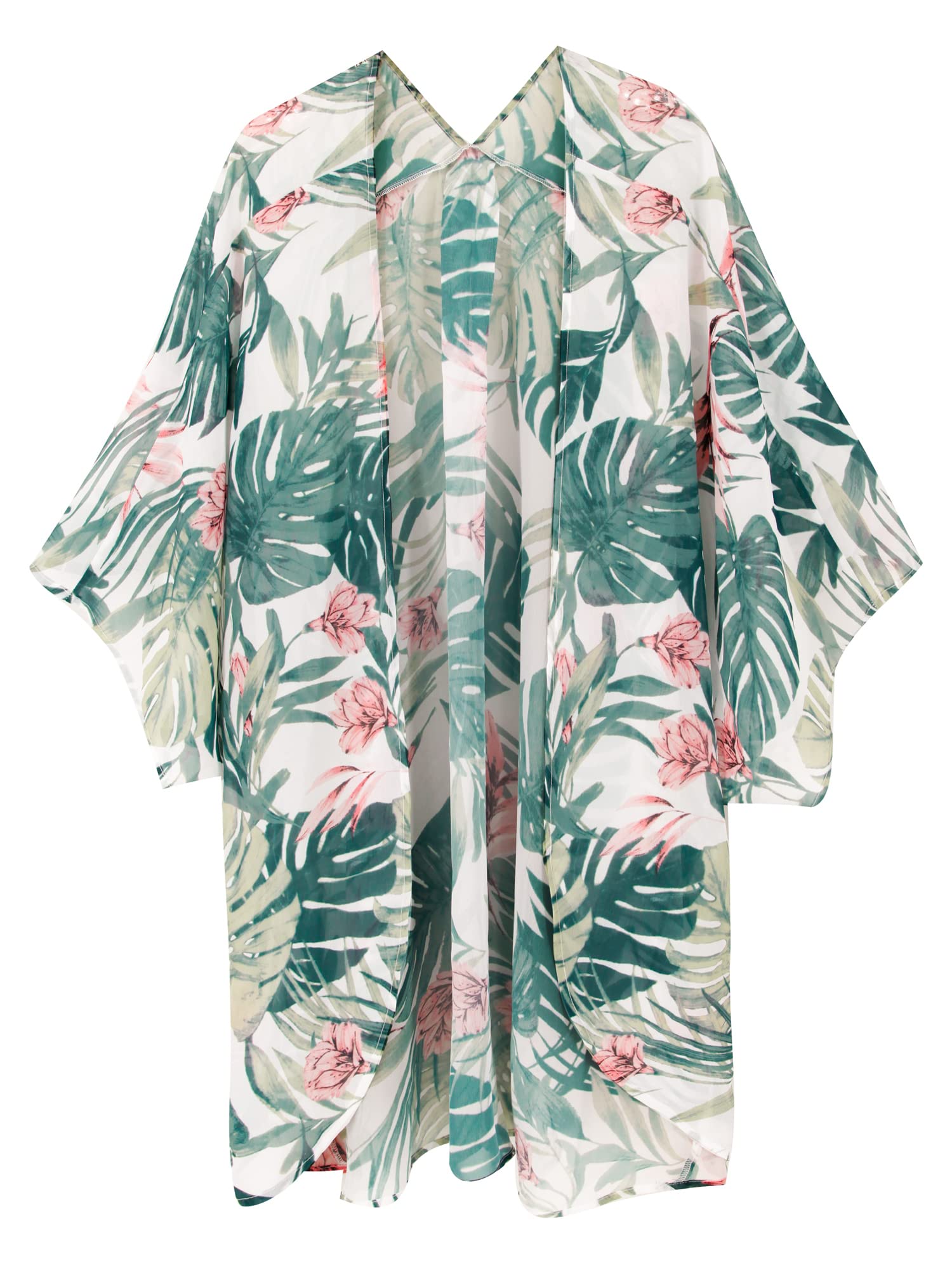 Moss Rose Kimono plażowe dla kobiet, przezroczyste, szyfon, luźne, luźne przód, kardigan