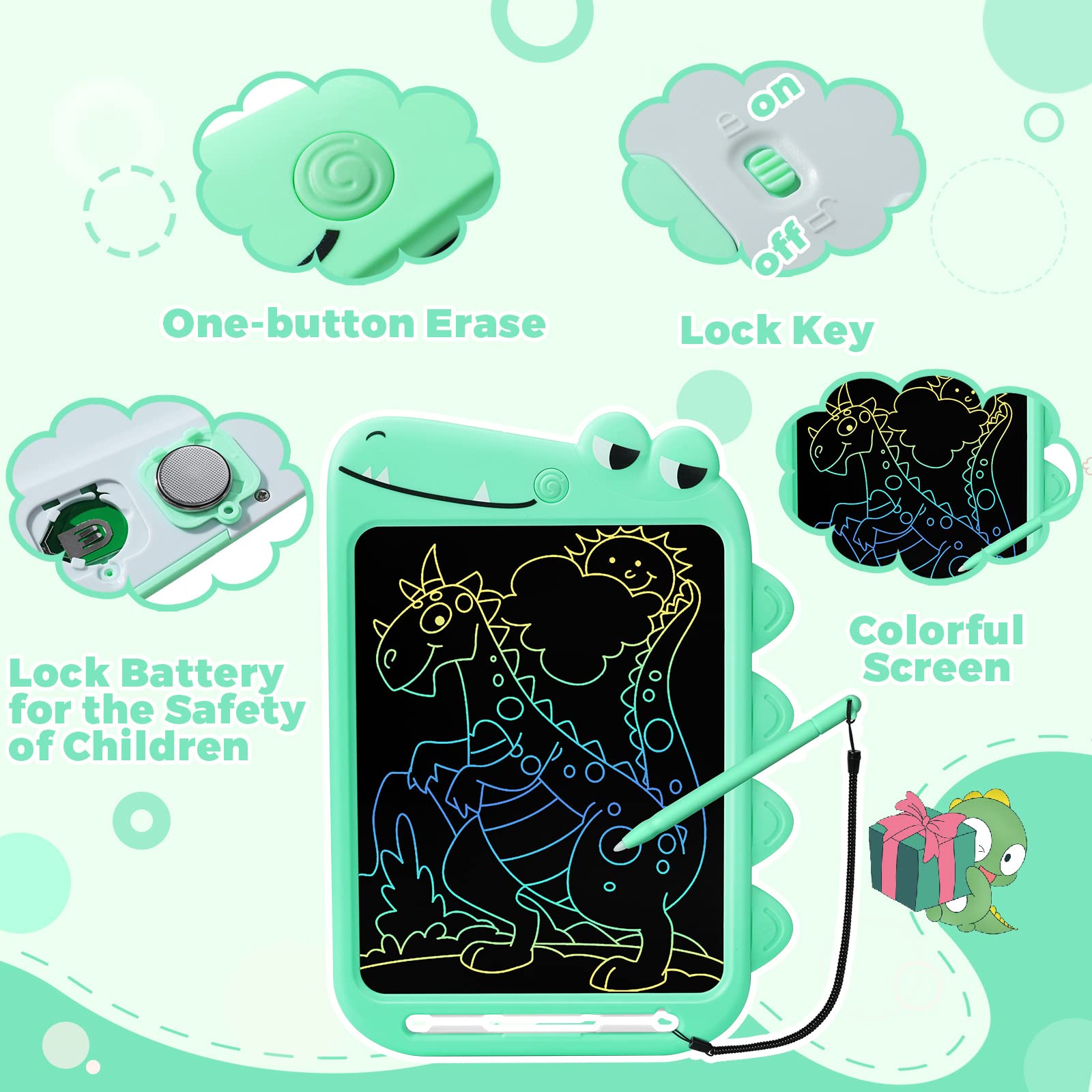 NOBES Regalo Giochi Bambini 2 3 4 5 6 7 8 Anni, Tavoletta Grafica Bambini LCD Scrittura 10 Pollice Giocattoli Educativi, Lavagna Magnetica per Bambini Regali Giochi 3 4 5 6 anni Ragazz Natale (Verde)