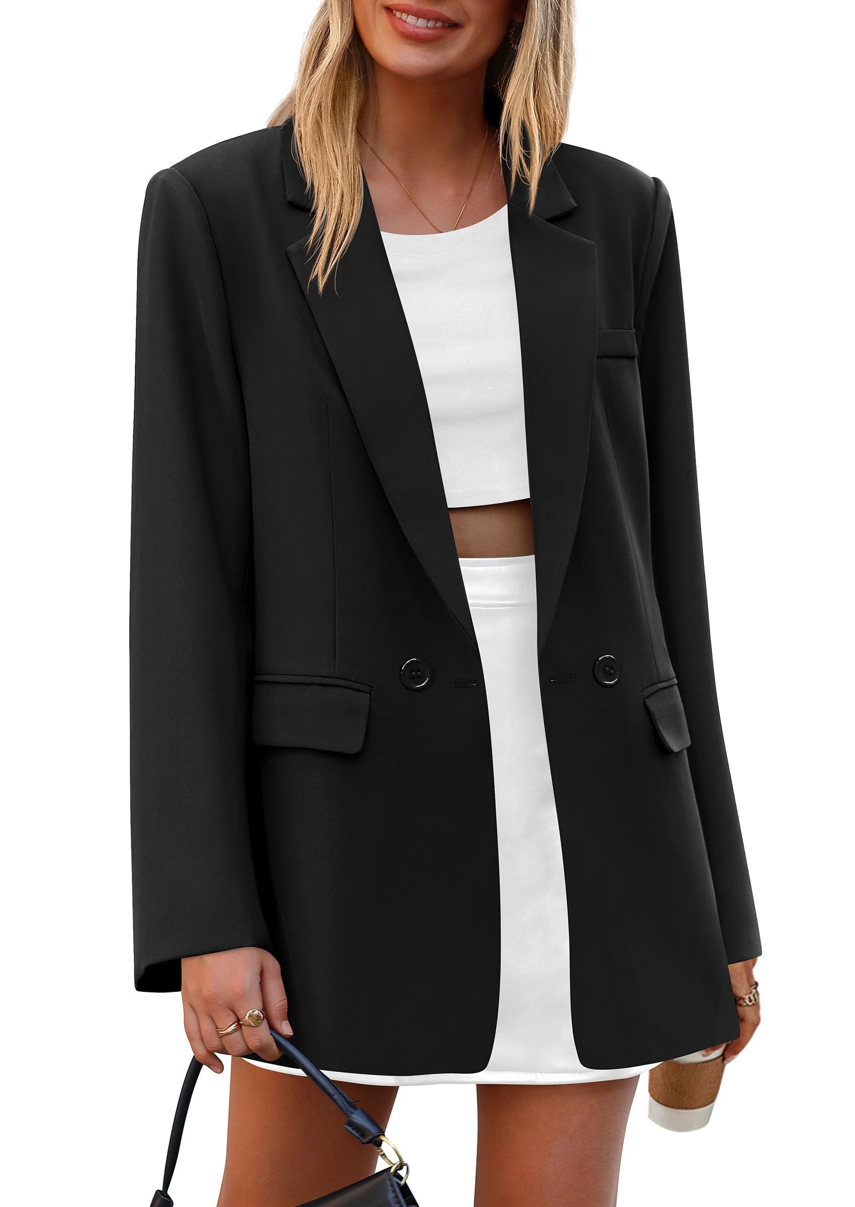 PRETTYGARDEN Fall 2026 Blazers for Women Business Casual Long Sleeve Lapel Pockets Dressy Suit Jackets Work Office Clothes