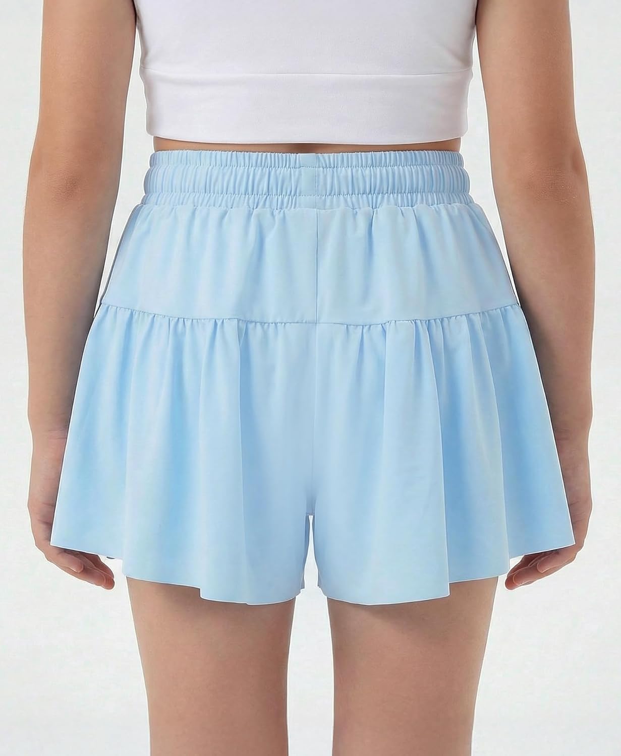 Stelle Butterfly Shorts Girls with Pocket Athletic Flowy Short 2 in 1 Dance Cheer Running Tennis Sports Skort 4-15 Years - Image 2