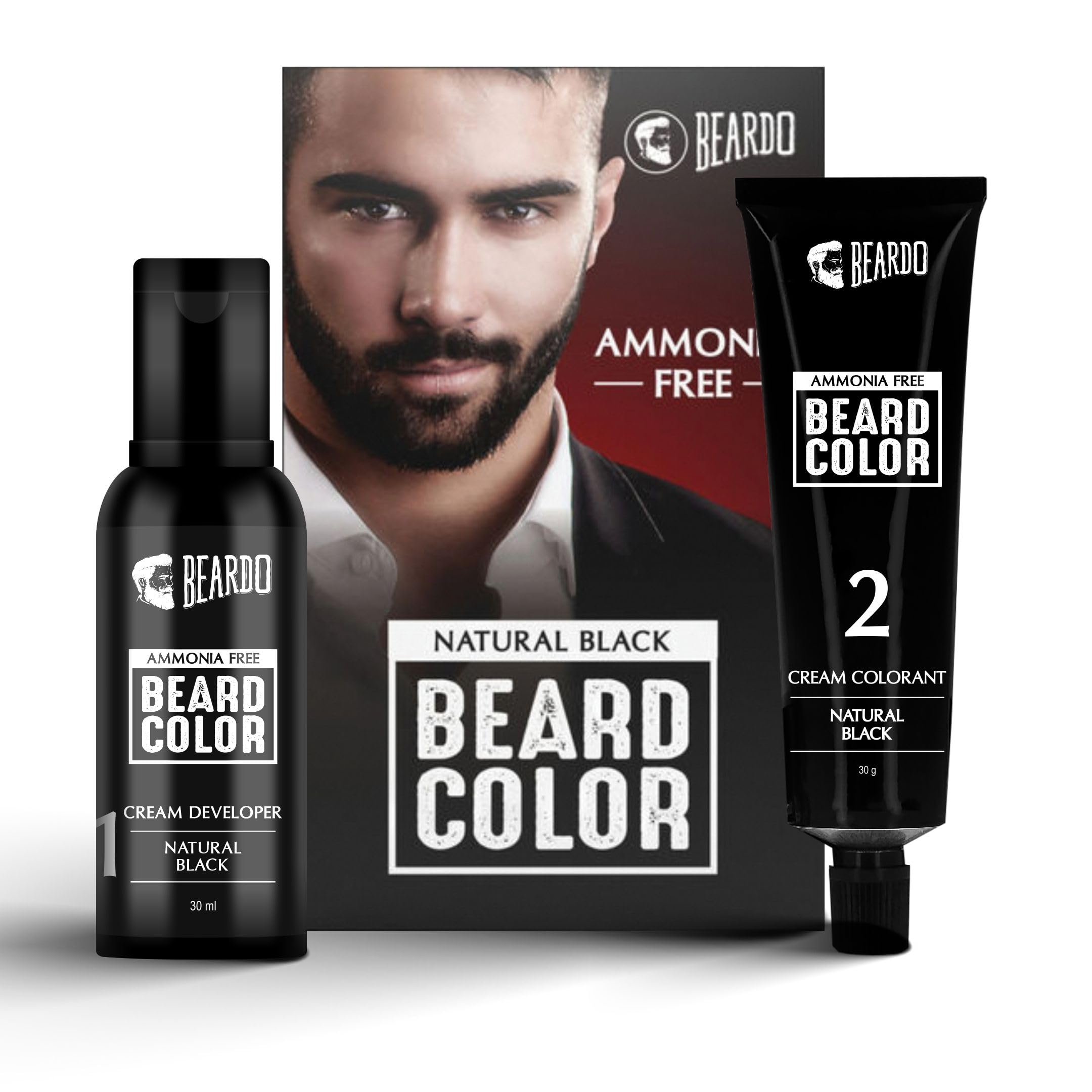 Beardo Beard Color For Men - Natural Black, 60ml | Long Lasting | No Ammonia | Easy to apply, No Stain Beard Hair Colour for men | Skin Friendly Hair dye