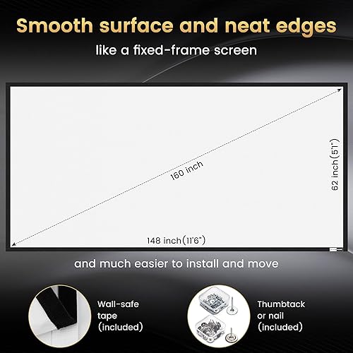 Miniatura 5 de Material de pantalla de proyector de alta ganancia, para marco de bricolaje o montaje en pared, brillo 2.6X y alto contraste, 30% ALR, pantalla