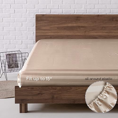 Miniatura 5 de MR&HM Juego de sábanas de satén, tamaño Queen, juego de ropa de cama sedosa de 4 piezas con bolsillo profundo de 15 pulgadas para colchón (Queen,