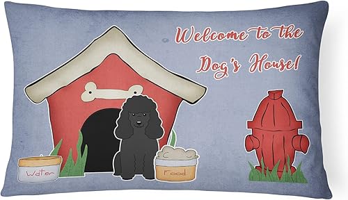 Caroline's Treasures BB2825PW1216 Dog House Collection - Almohada decorativa de tela de lona negra caniche, lavable a máquina, almohada decorativa