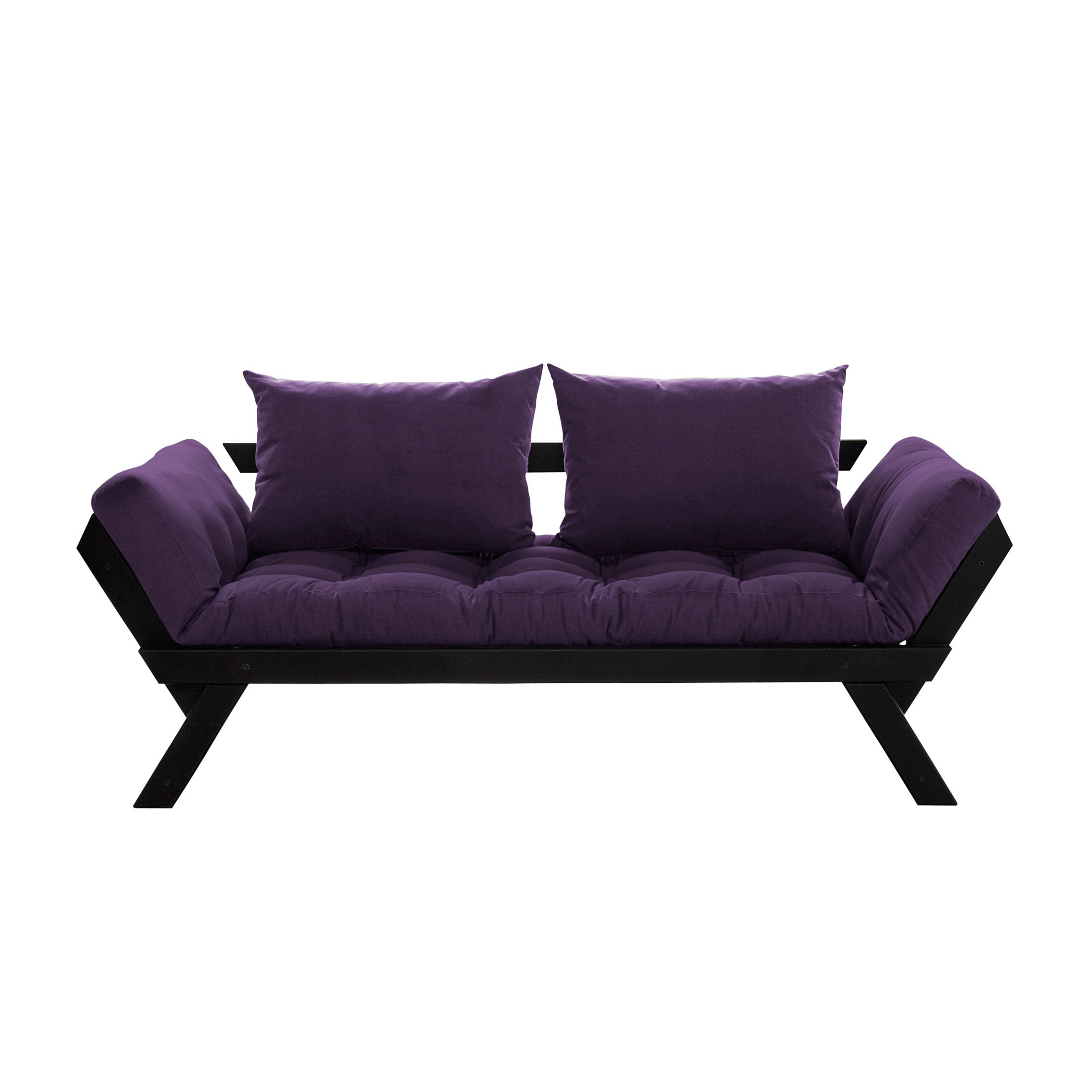 Bebop Convertible Futon Sofa/Bed, Black Frame, Purple Mattress