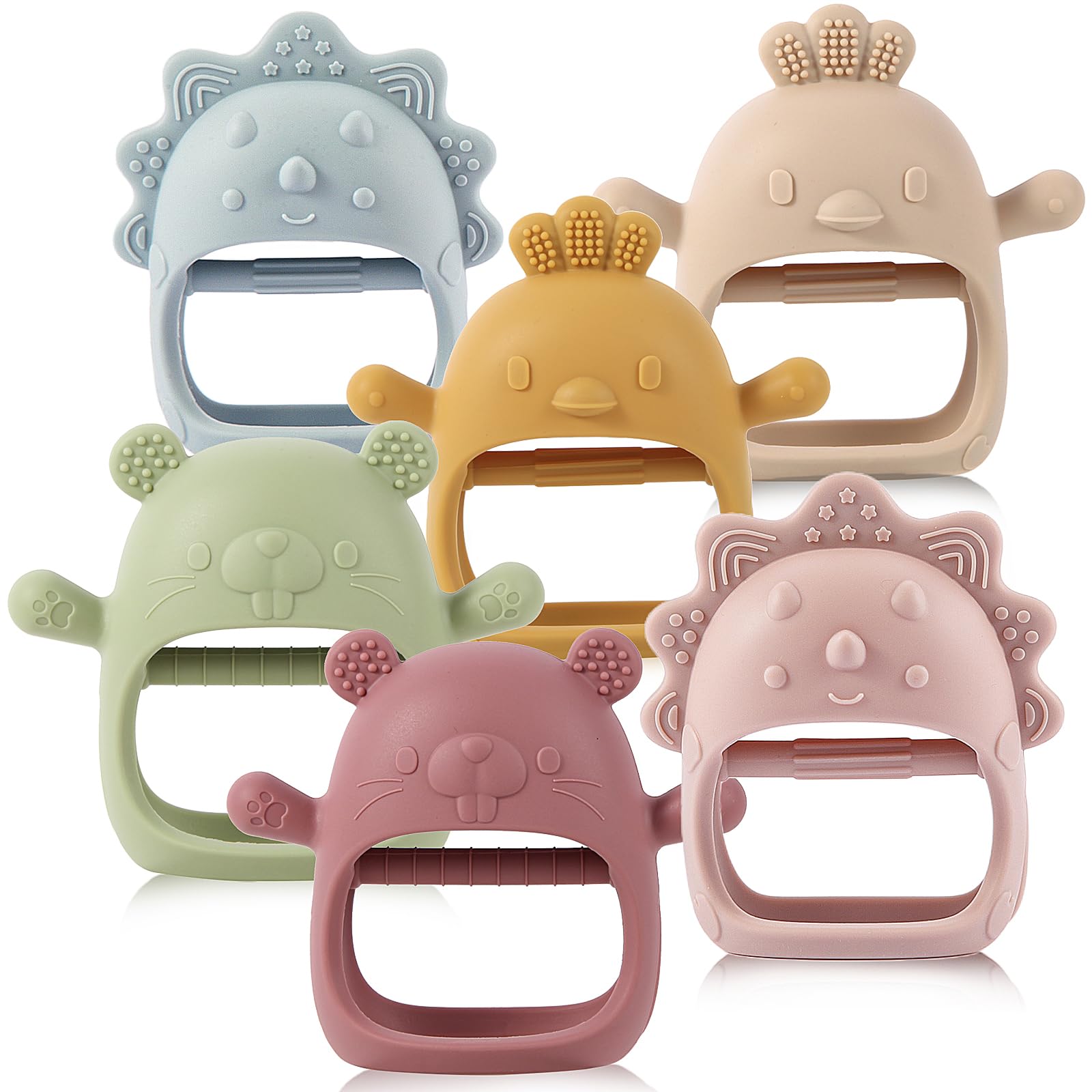 Baby Teethers 0-6 Months, BPA Free Baby Chewing Toys, Baby Hand Teether with Soft Texture for Sensory Exploration and Itching Relief During Teething