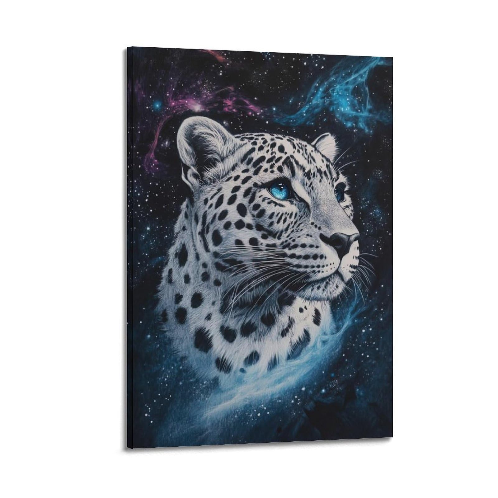 WZKTCL Animal Poster White Leopard in The Starry Sky Poster Decorative Painting Canvas Wall Posters And Art Picture Print Modern Family Bedroom Decor Posters 24x36inch(60x90cm)