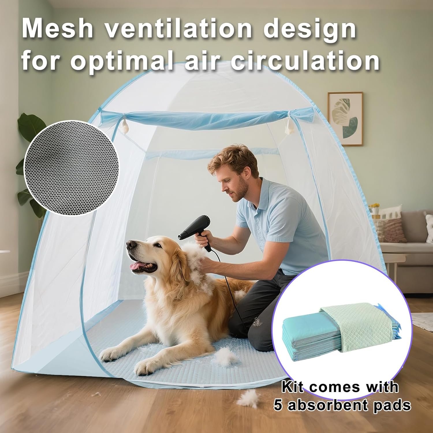 Pet Dryer Tent，Pet Dryer Box， Dog Dryer Box， Cat Dryer Box，During The Drying Process Anti-Hair Flying，Fallen Pet Hair Will Gather in The Tent，Easy to Clean，for Large, Medium and Small Dogs and Cats