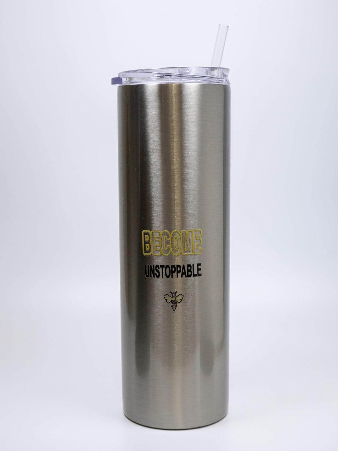 Motivational 30 oz Stainless Steel Tumbler with Straw and Lid, Insulated Vacuum Coffee Cup, Double Wall Water Bottle for Gym, Fitness and Travel – Become Unstoppable