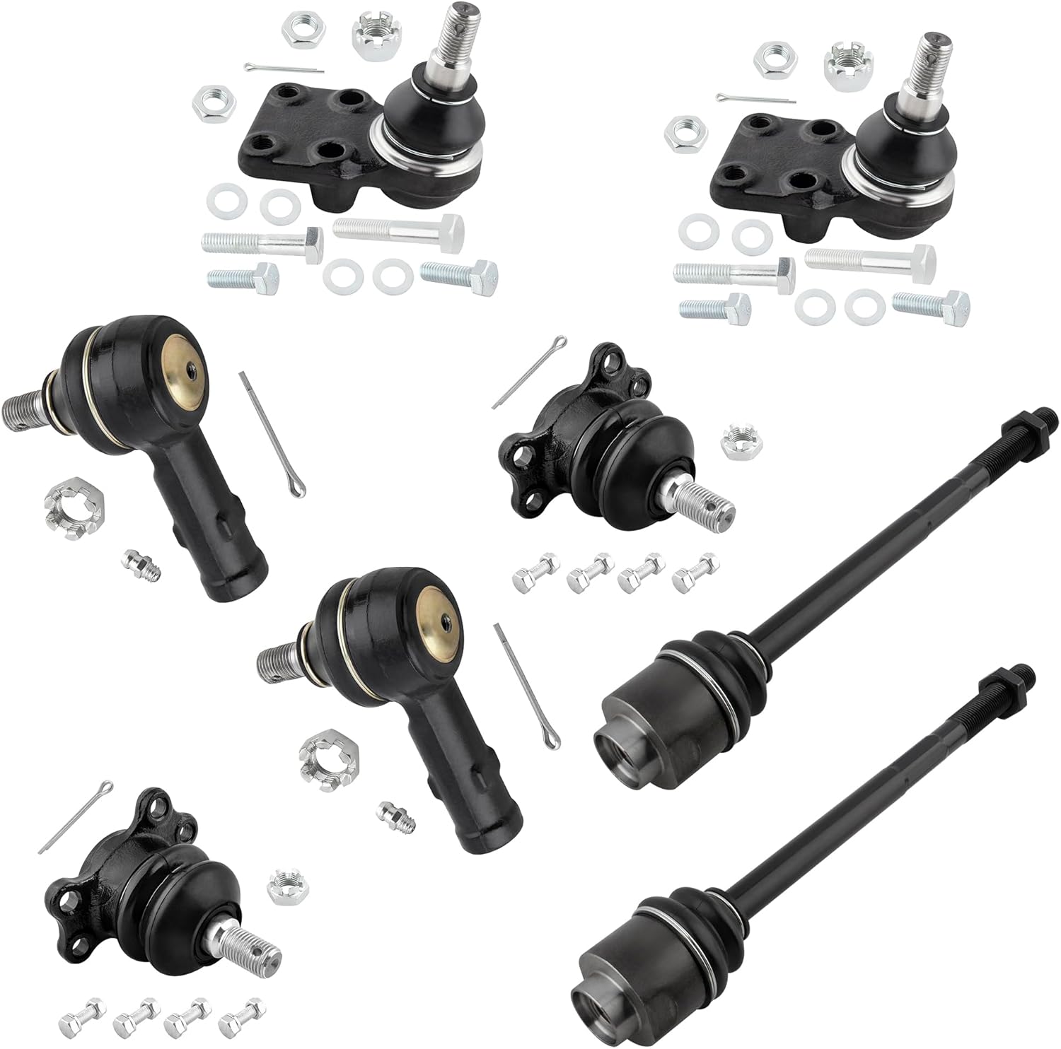 8Pcs Suspension Kit Front Upper Lower Ball Joints + Inner Outer Tie Rod End Links Fit For Chevrolet LUV 1981-1982 2WD, For Isuzu Pickup 1981-1987 2WD Replace# ES2144 ES2313 K9551 K9042