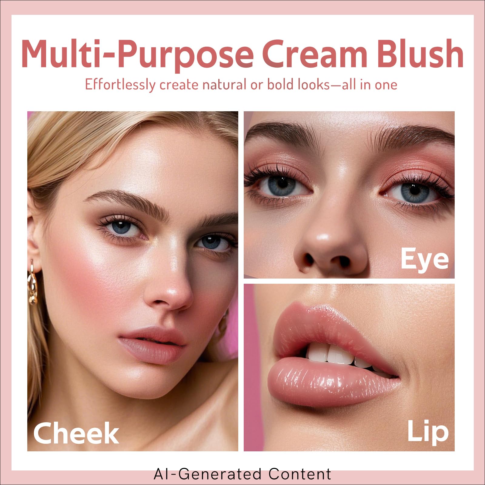 bayfree Multi Cream Rouge- und Rouge-Pinsel-Set, koreanisches Make-up für Wangen, Mehrzweck-Gesichtsbalsam, leicht und feuchtigkeitsspendend, mischbare Farbe, nicht fettend, weiche Borsten für