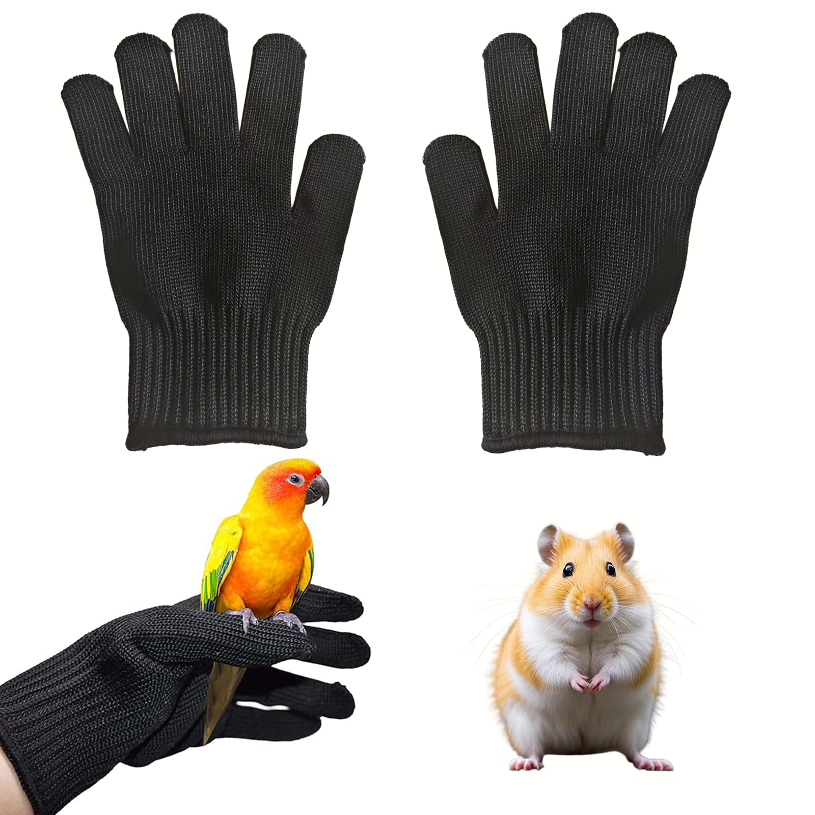 JEHANOIRY Bird Training Anti-Bite Gloves, 1 Pair Small Animal Handling Gloves, Parrot Chewing Protective Steel Wire Mitten for Squirrels Hamster Cockatiels Finch Macaw