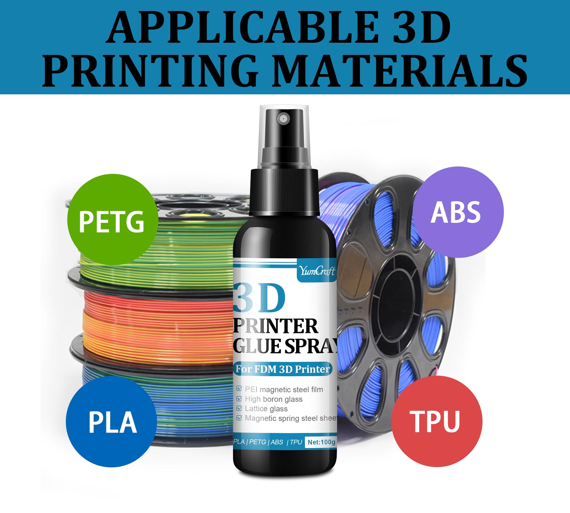 Lijm voor 3D-printers, spray voor 3D-scanner, extra sterke 3D-printlijm voorkomt vervorming van verwarmde printbedden, 3D-printeraccessoires voor PLA, ABS, PETG, PC, PA, TPU (200 ml