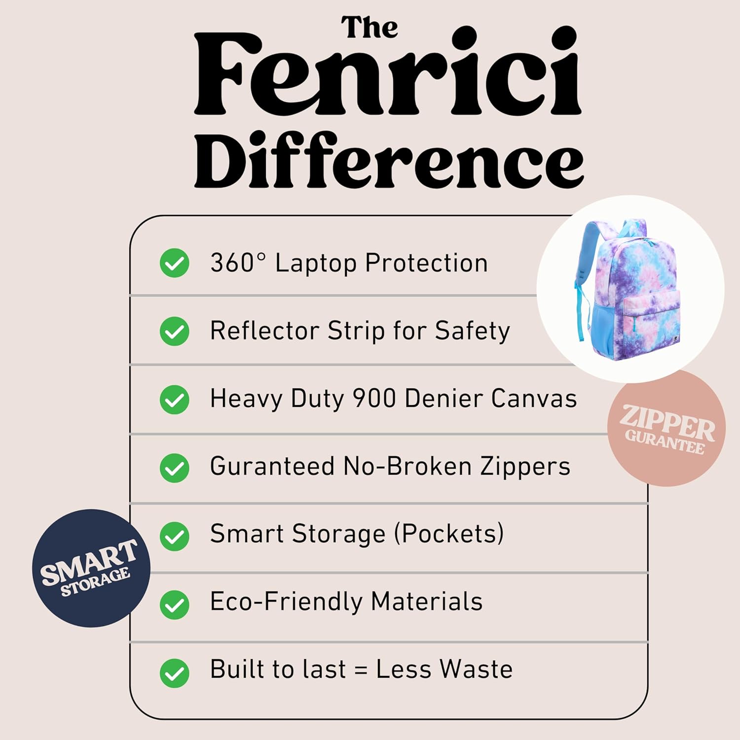 Fenrici Tie Dye Backpack for Girls, Teens, Girls' Backpack for School, Kids' Bookbags with Padded Laptop Compartment, Tie Dye, Pink, Pastel, 17 Inch