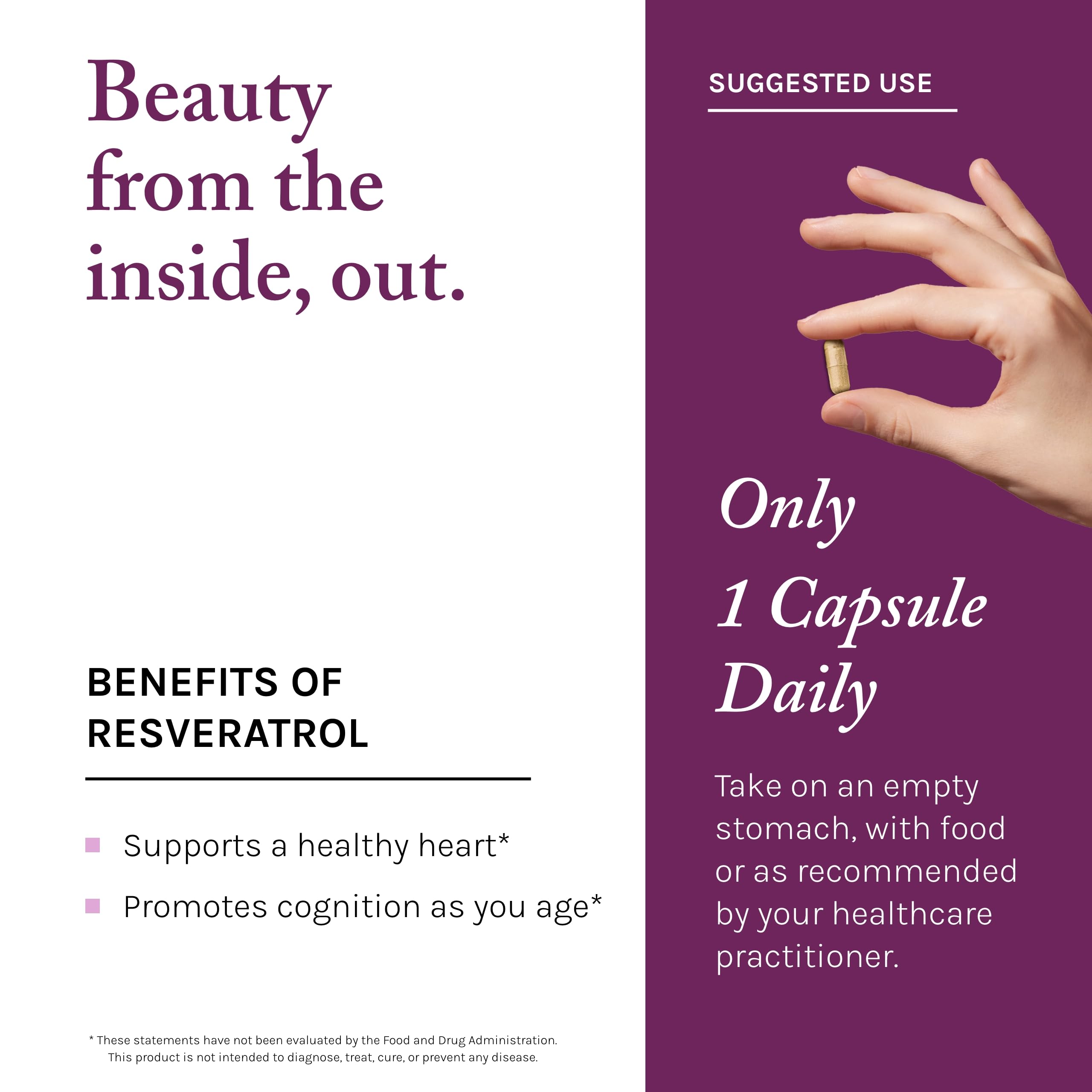 Reserveage Beauty Resveratrol 100 mg, Antioxidant Supplement, 60 Capsules — Amazon image 5