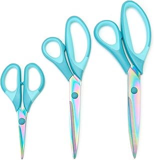 GAIFONGRE Titanium scissors,Fabric scissors Set of 3 Pces ,Sharp blades,Rubber Soft Grip Handle,all purpose scissors set f...