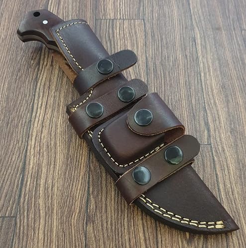 Miniatura 6 de TR-1168 - Cuchillo táctico de acero de Damasco hecho a mano de 10 pulgadas, mango de madera de rosa de agarre perfecto