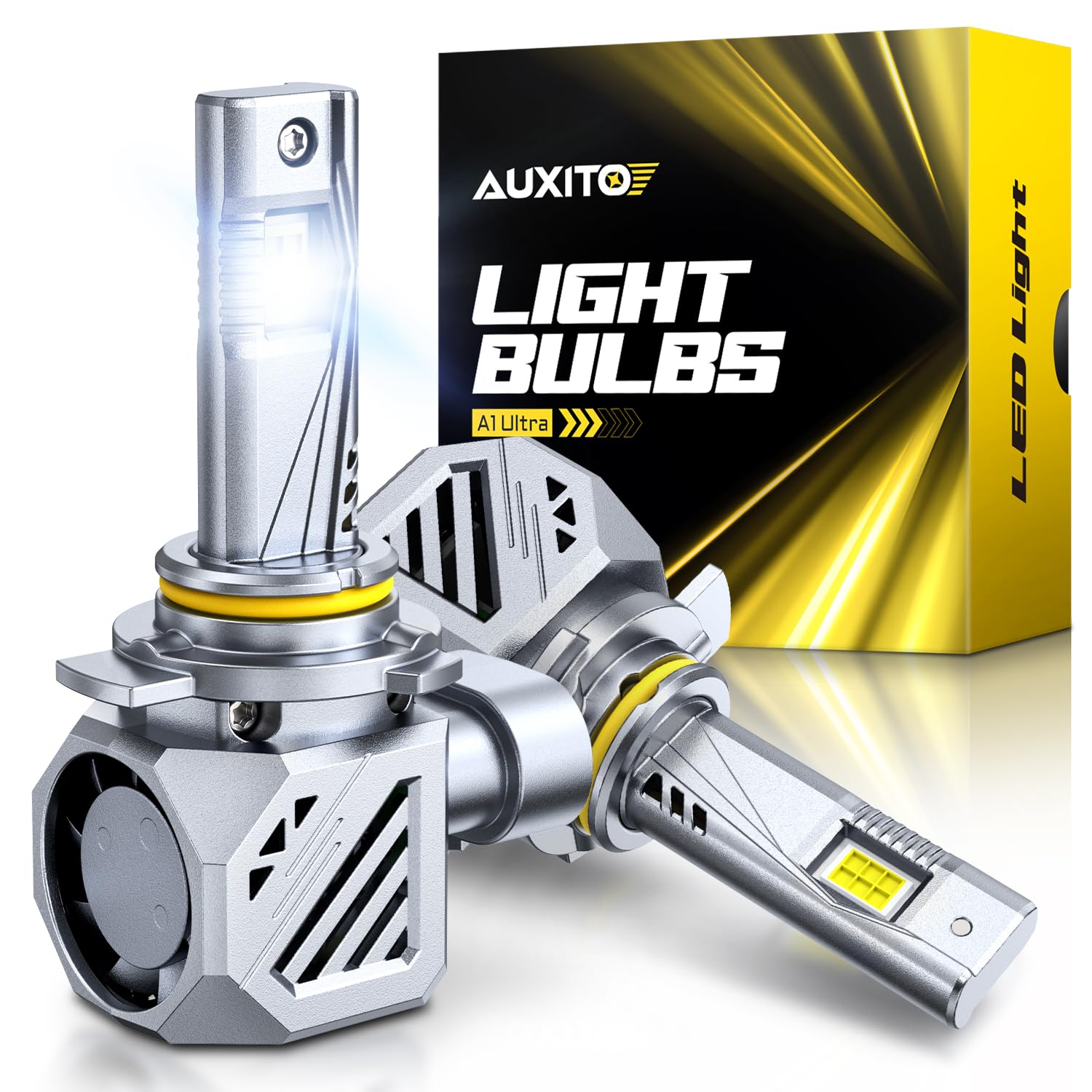 AUXITO 9012 Bulb HIR2 Bulbs, 48000LM Brighter Ultra-Bright, Plug N Play, Long Lifespan, No Flicker, 99% Compatibility, 2PCS