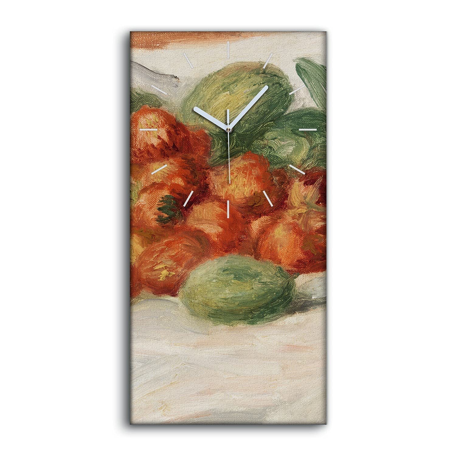 Horloge sur toile moderne 30x60 tableau mural silencieux fruits fraises amandes