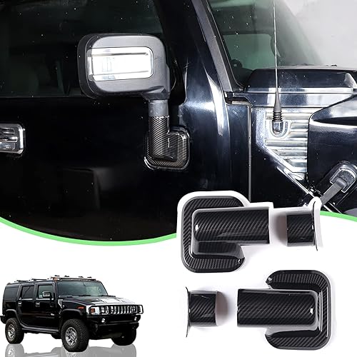 Miniatura 8 de PIUGILH Compatible con Hummer H2 2003-2002 ABS cubierta de espejo retrovisor lateral de puerta delantera trasera embellecedor base embellecedor,