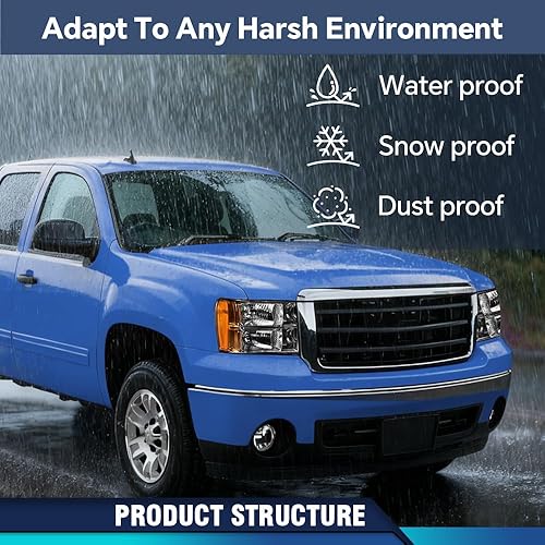 Vista 111 de PIT66 Conjunto de faros delanteros compatible con GMC Sierra 1500 2500HD 3500HD 3500HD 2007-2013, faros halógenos laterales del conductor