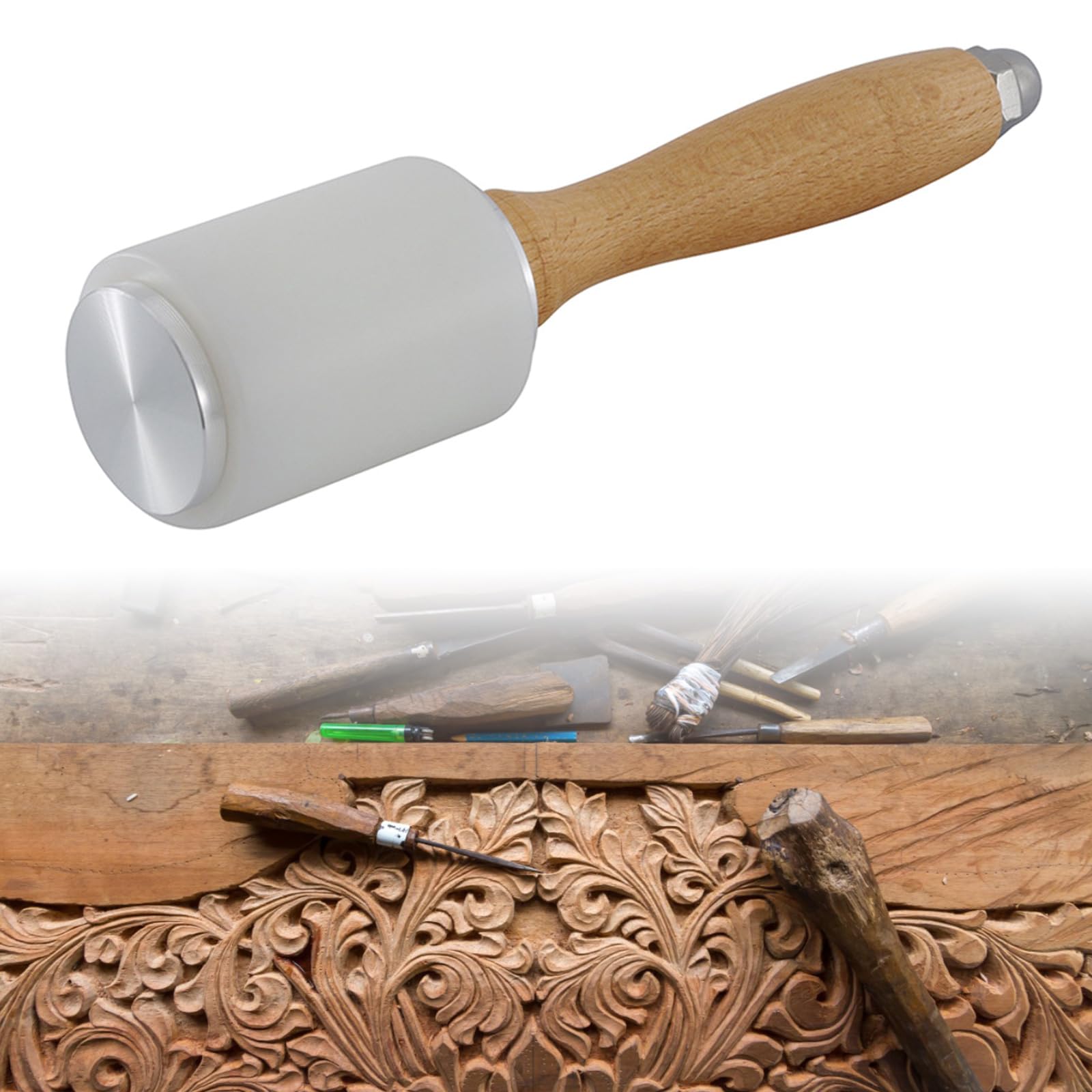 Handmade Craft Tool Leather Carving Hammer Comfortable Grip Nylon Punching Hammer Longlasting 1PC