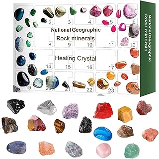 Advent Calendar 2023 Rocks, Ramadan Calendar 2023,Natural Crystal Agate Stone Minerals & Fossils Advent Calendar Crystals Calendar Countdown Calendar Toy for Kids Xmas Girls hy