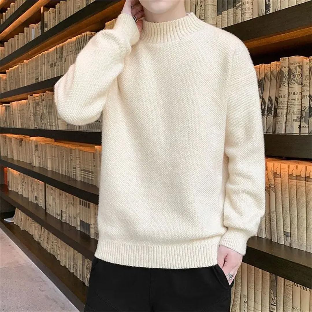 Men Half Turtleneck Thickened Youth Korean Version Sweater Warm Top Base Shirt Knitted Sweater