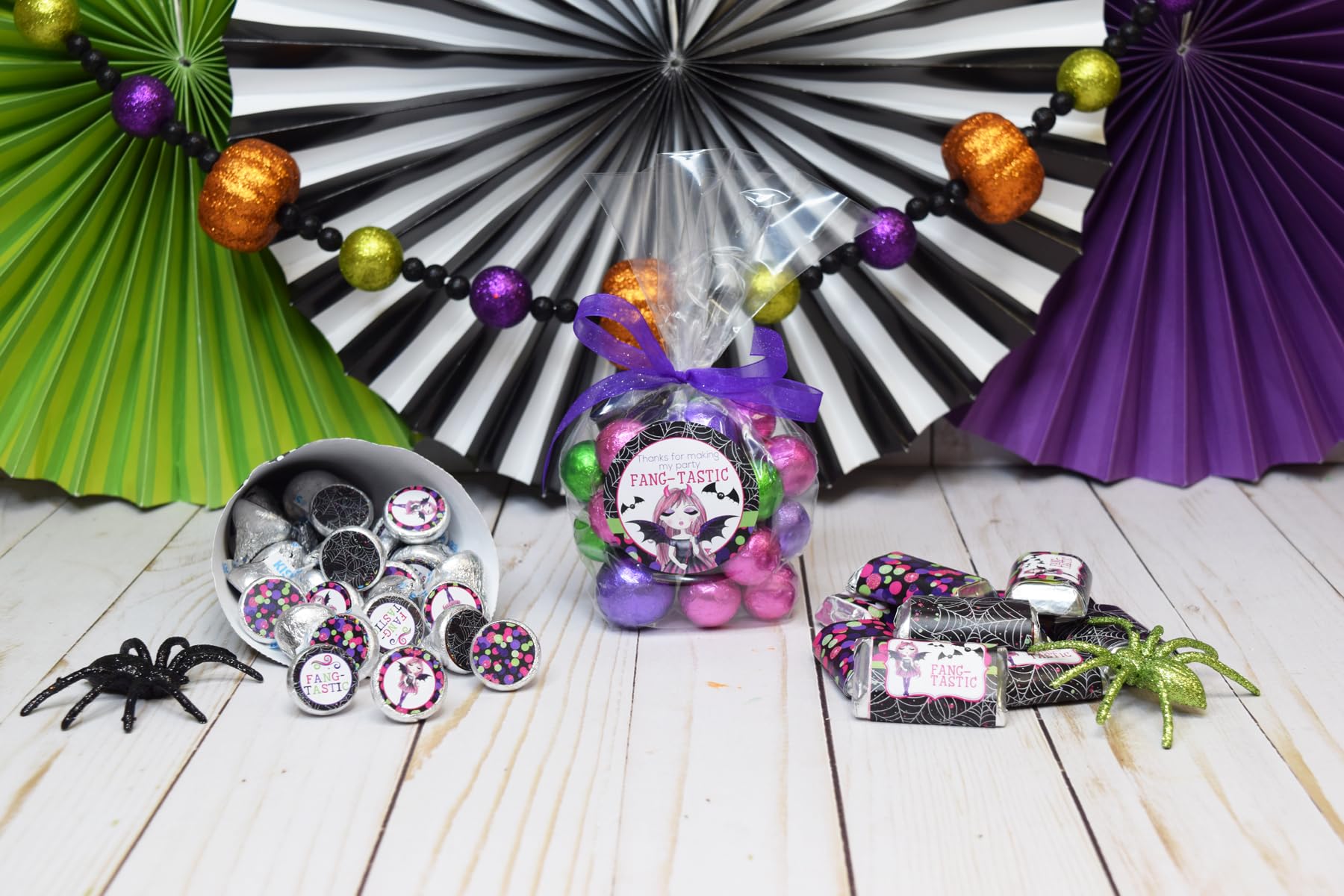 Vampire Girl Halloween Birthday Thank You Stickers | Set Of 40 Circle Labels | Party Favors & Goodie Bag Seals - View #11