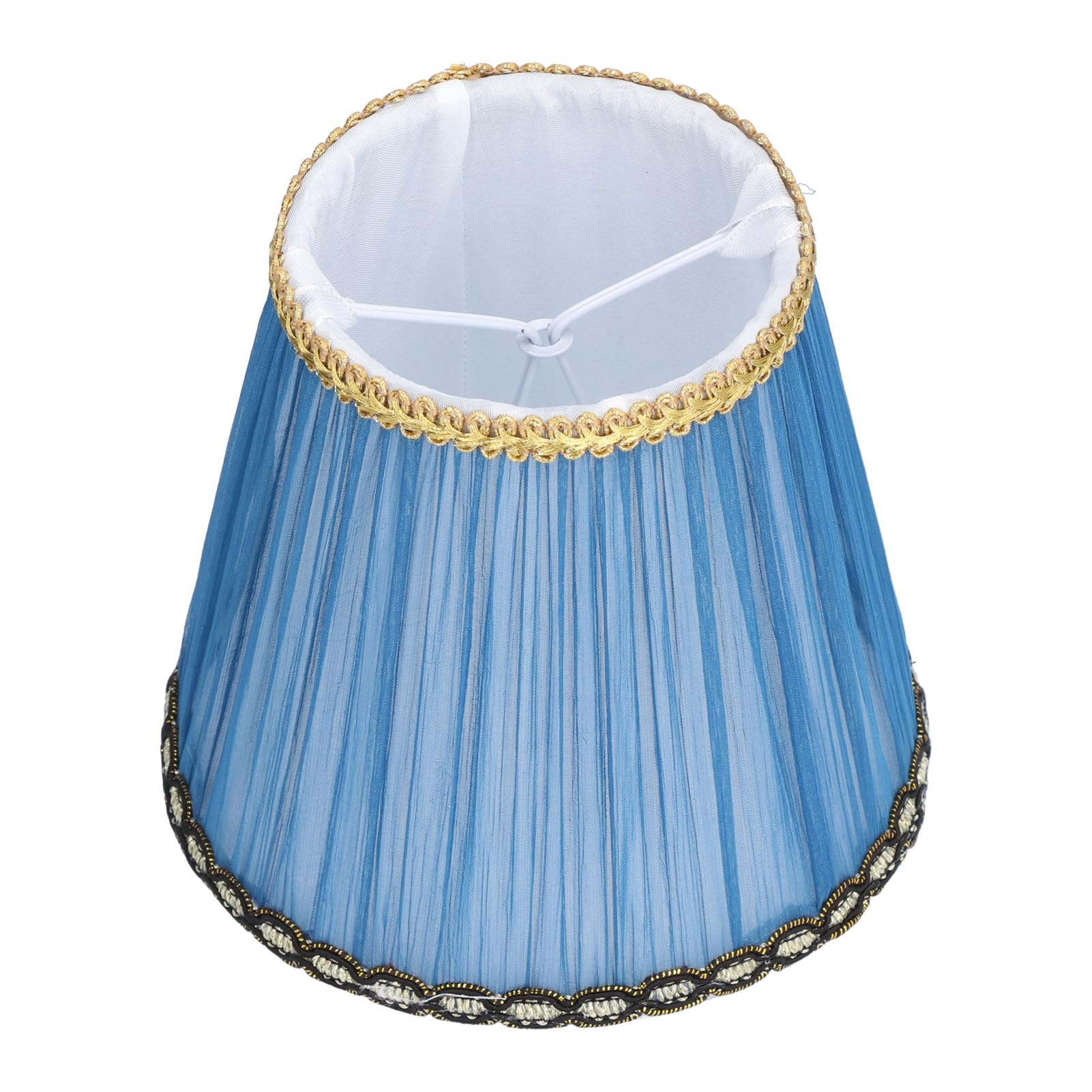 3 Pezzi Paralume Piccolo, Clip su Paralume a Barilotto in Tessuto Pieghettato per Lampada da Tavolo e Lampadario, 3,5 Pollici in Alto x 5,5 Pollici in Basso x 5,1 Pollici di Altezza(Blu)