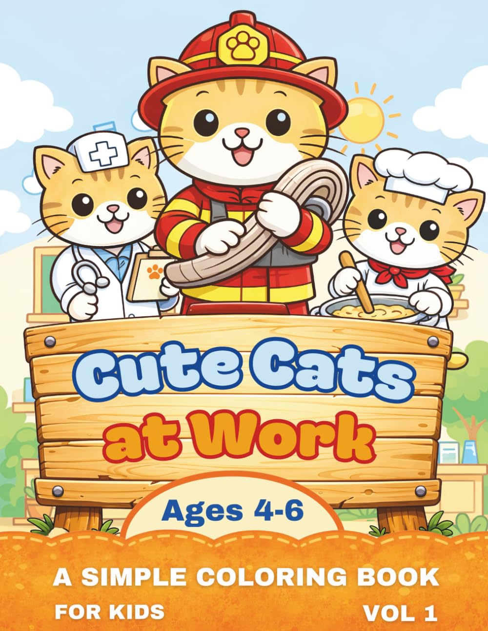 Cute Cats at Work | A Simple Coloring Book for Kids Ages 4 - 6: Learning About Jobs Through Fun Coloring | Adorable Cats (Cute Cats Adventures)