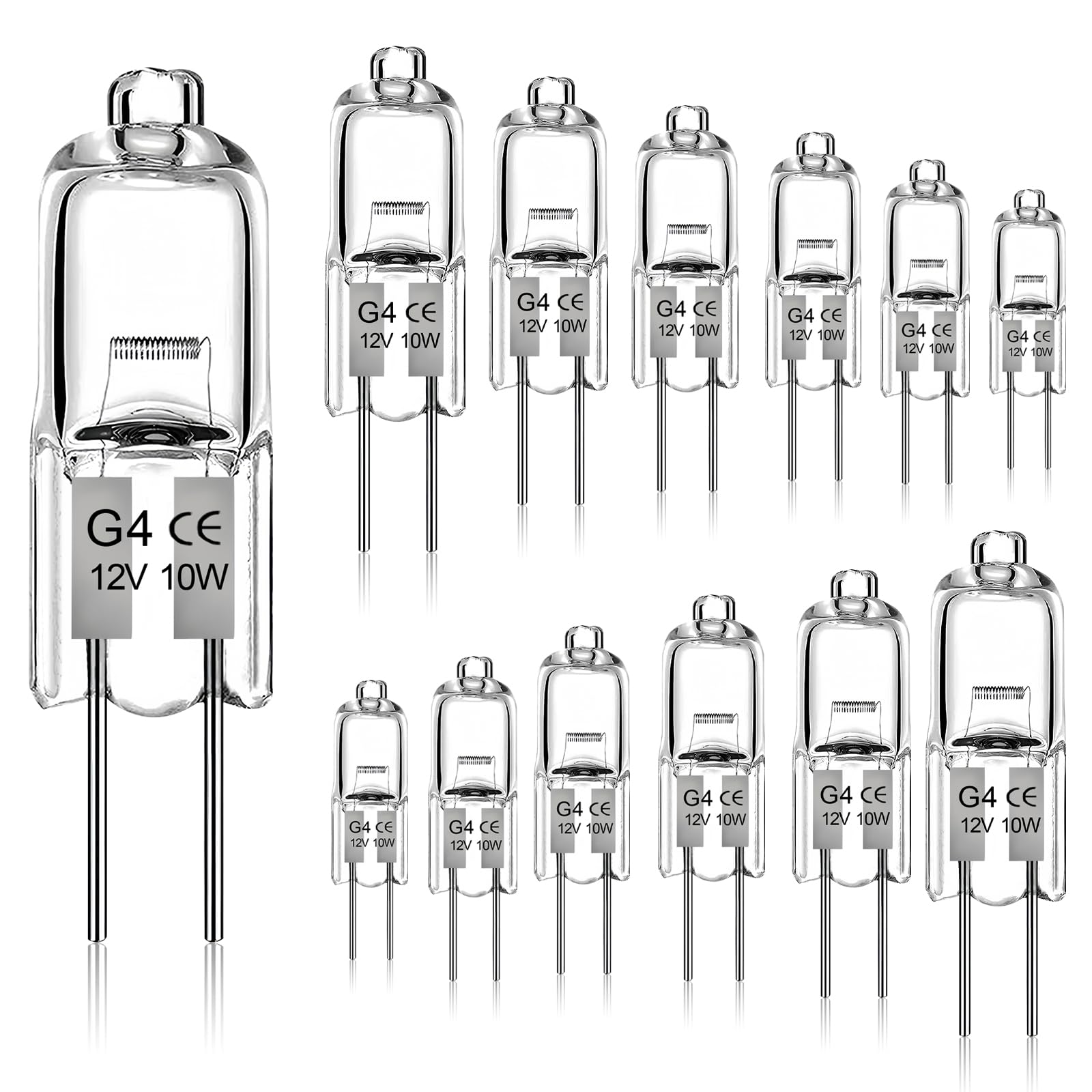 Givurao G4 Halogenlampe 10W, 12 Stück G4 12V Halogenglühbirne Dimmbar 2700K Warmweiß 280LM Kein Flackern 2 Pin Halogenlampen 10 Watt für Kronleuchter Dunstabzugshauben Schrankbeleuchtung