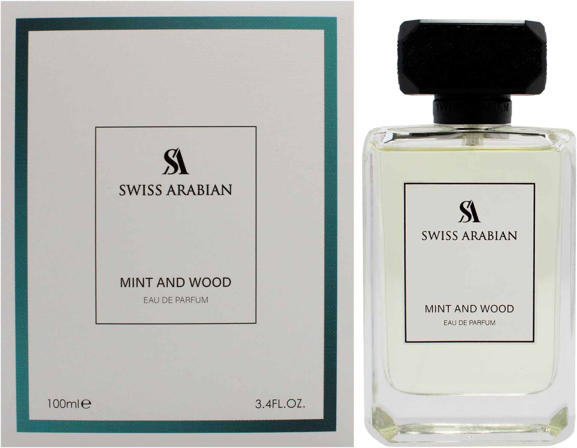Swiss Arabian Mint and Wood for Men - Sophisticated Modern Man's Fragrance - Spicy, Woody Fragrance with Lemon, Cardamom, and Tonka Bean - 3.4 oz