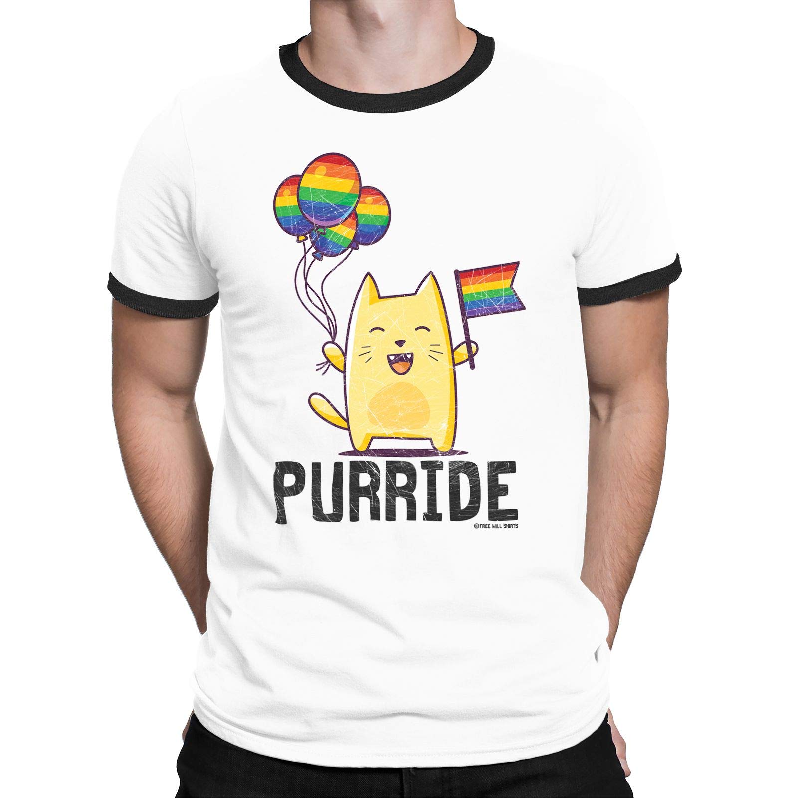 FreeWillShirts Gay Pride Organic Cotton T-Shirt - Purride - Unisex Mens Ladies LGBT