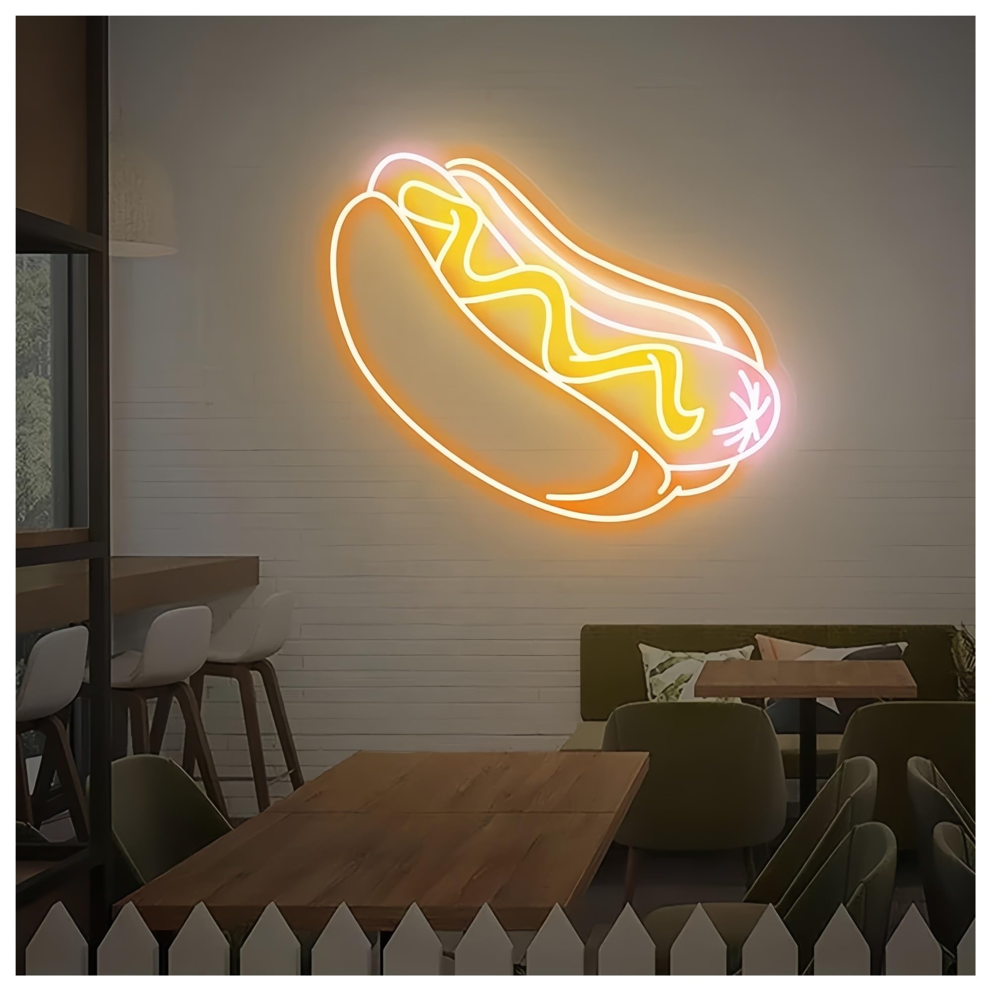 SHOUXI Sign Lamp Hot Dog Neon Signs USB Powered Sausage Neon Lights Suitable for Restaurants Party Decor Commercial Signs(D,50CM)