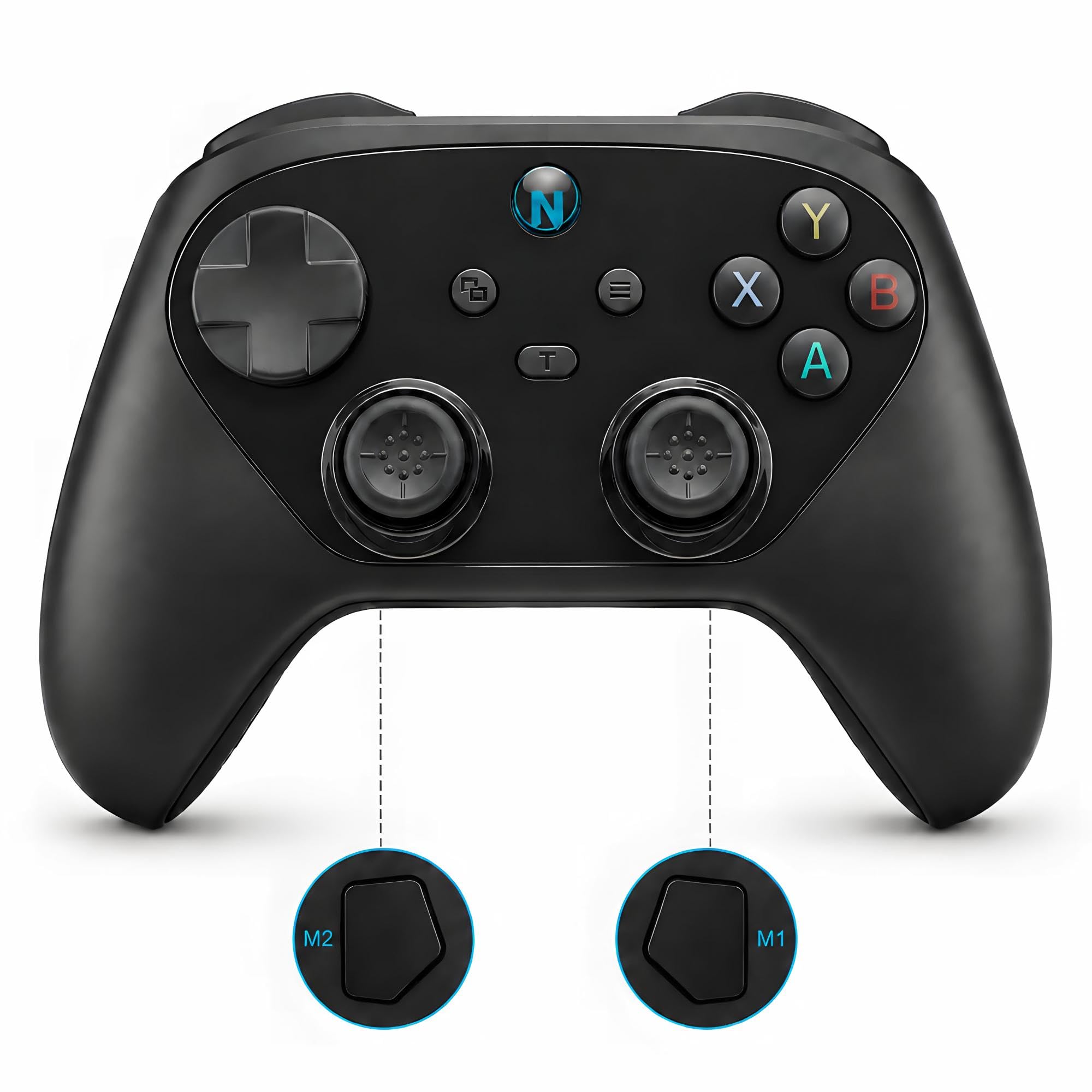 NITHO KARMA Mando Inalámbrico Compatible con Switch, Switch 2, PC, Android e iOS, Controlador con Gatillos Hall Effect, Funcion Macro, Giroscopio de 6 Ejes, Turbo y Doble Vibración - Negro