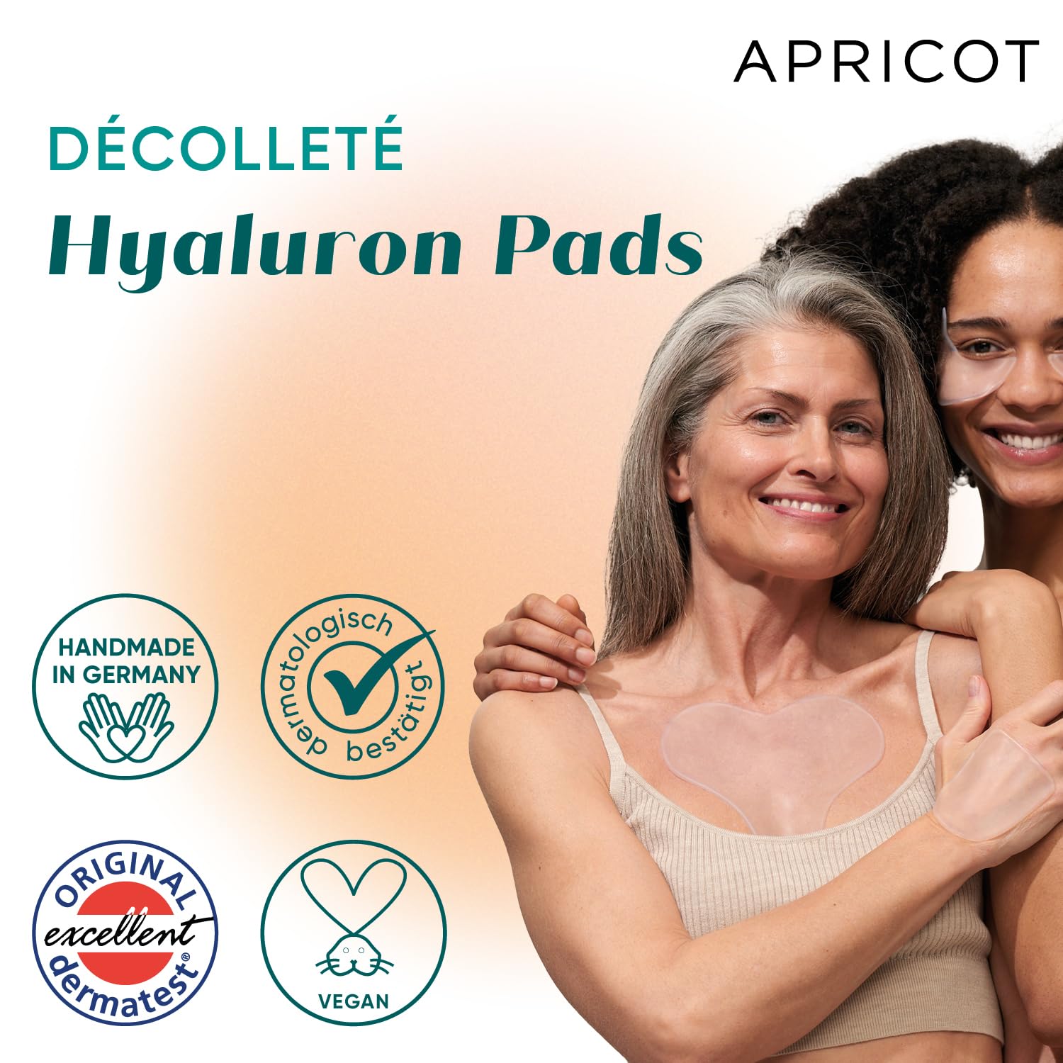 APRICOT Beauty Dekoltee Pad Antifalten mit Hyaluron I Silikon Pad zur Hautstraffung am Dekolleté I Anti Wrinkle Patch “liberté décolleté” dermatologisch geprüft, Made in Germany I 1 St/ 30 Anwendungen