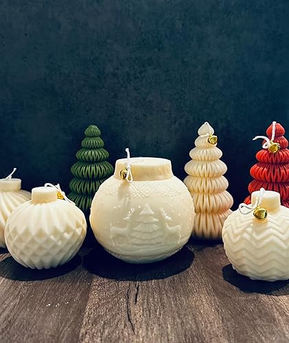 Christmas Ornaments Candle Set of 3, Christmas Gift Ball Candle, Handmade Shaped Soy Candle, Aesthetic Christmas Decor, Christmas Candles for Gifts
