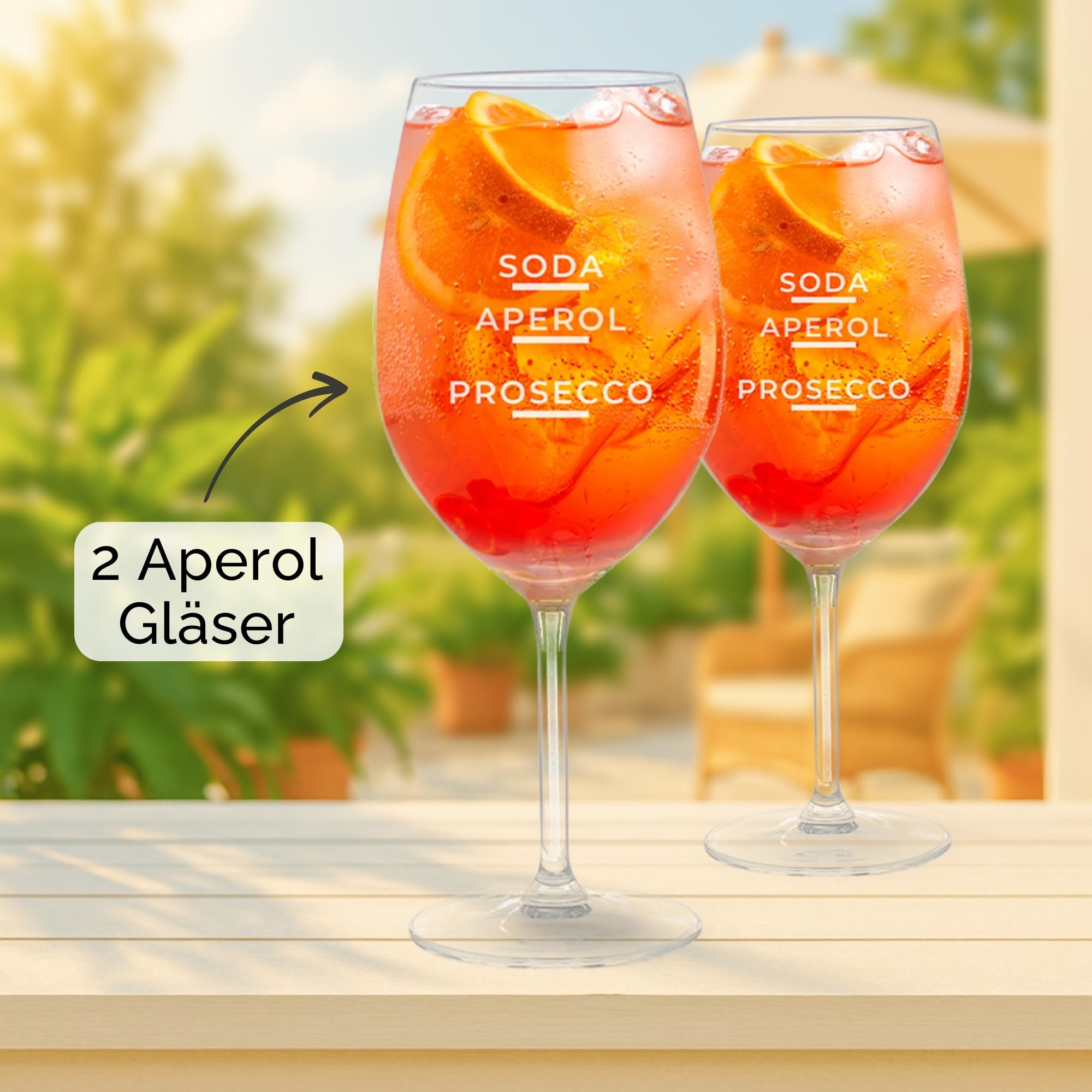 Aperol Spritz Gläser mit Mischverhältnis - Einzigartige Aperol Gläser für den Perfekten Genussmoment | 2er-Set Spritzgläser | 540 ml Cocktailgläser Made in Germany | Ideal als Aperol Geschenkset