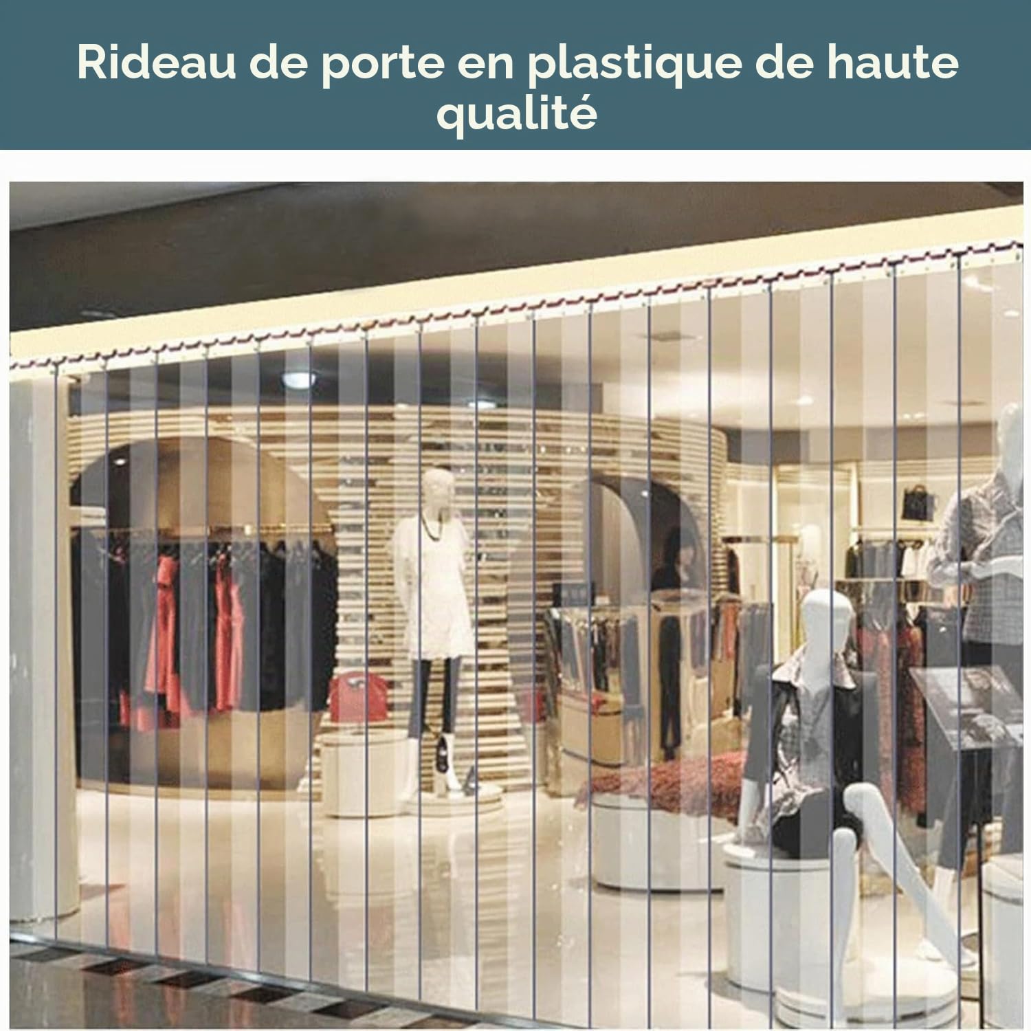 Rideau à lamelles PVC - 0,6 x 164 m - 2 mm - Transparent - Industriel - Résistant - Garage/Maison animaux