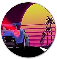Vista 2 de DJ Synthwave 1980 Sun #3 - Almohadilla de vinilo 1200 para rascar, 12 pulgadas, alfombrilla giratoria para DJ, 1 unidad