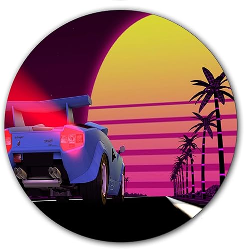 DJ Synthwave 1980 Sun #3 - Almohadilla de vinilo para arañazos de 7 pulgadas, tapete giratorio portátil para DJ, 1 unidad