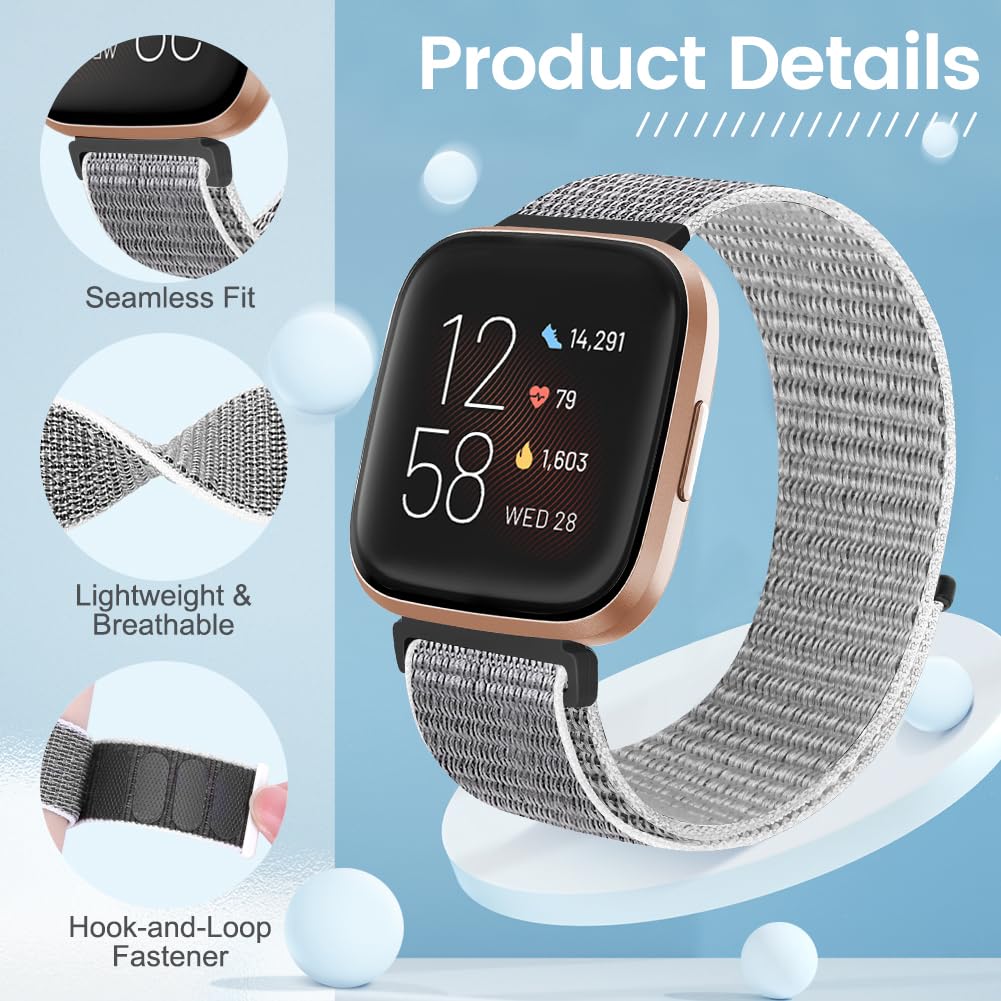 KIBDSNG Nylon Strap Compatible with Fitbit Versa 2 Strap/Versa Lite/SE/Versa Strap - Image 2